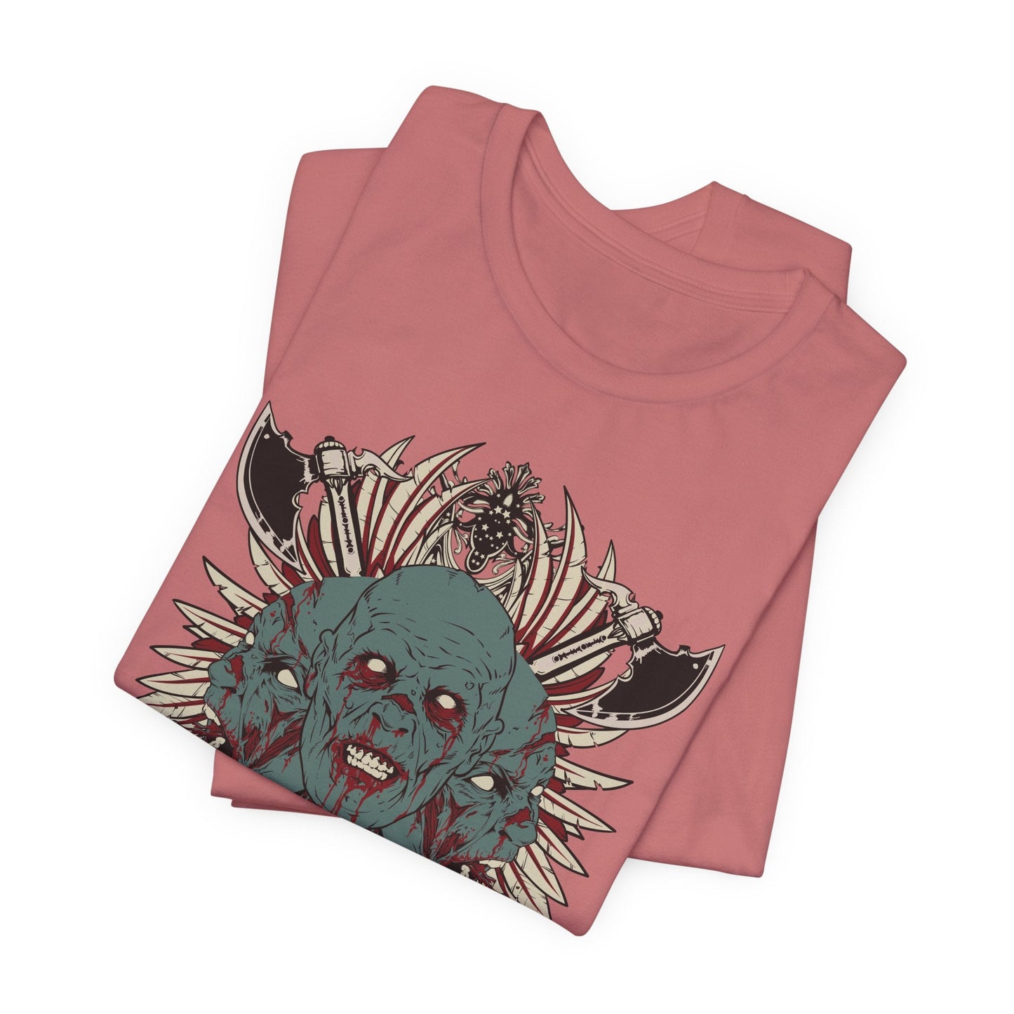 Zombie Skull Mandala T-Shirt Horror Graphic Tee, Gothic Skull Art-54-2