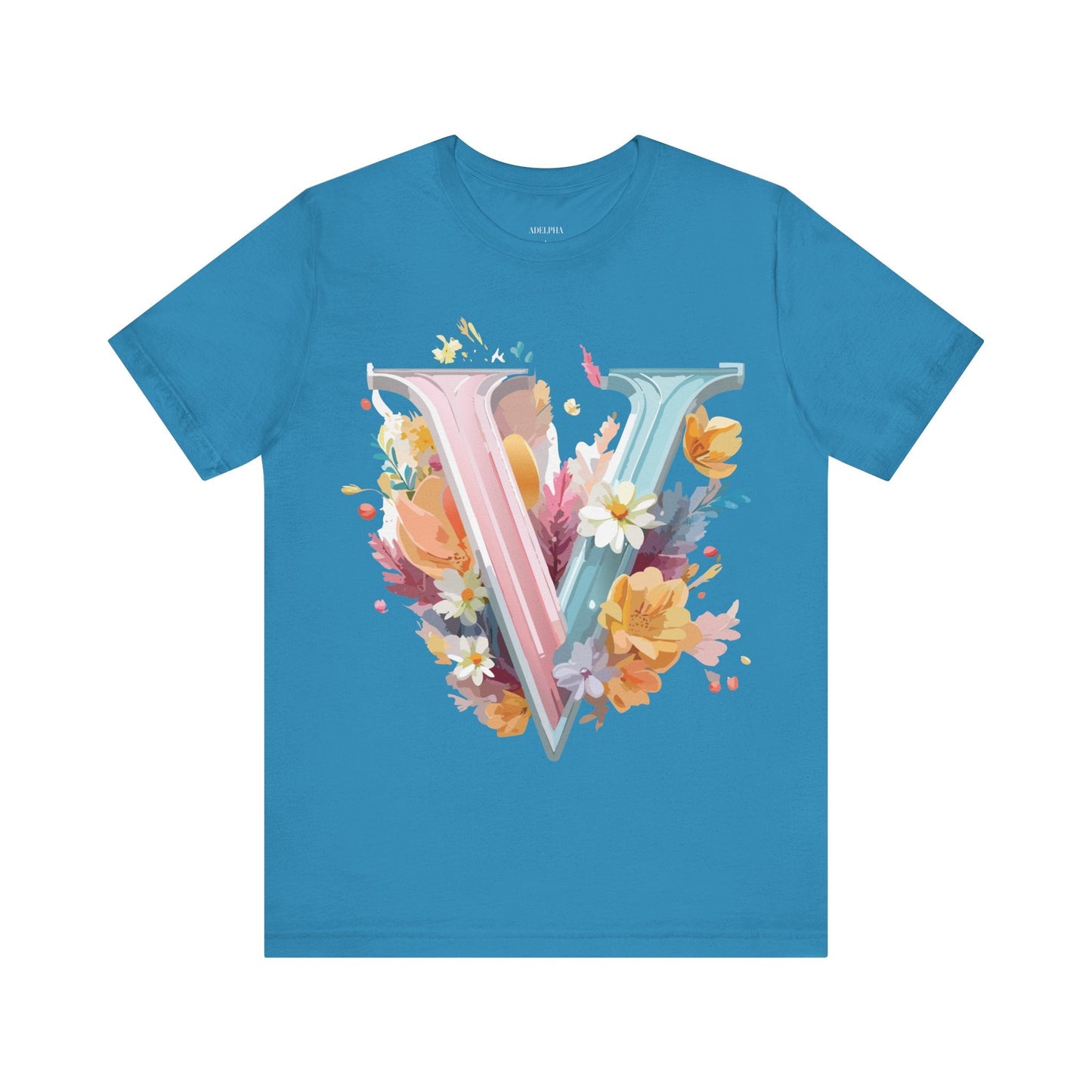 Letter V Shirt Unisex Graphic Tee With Vintage Inspired Artwork By Adelpha Premium Soft Jersey