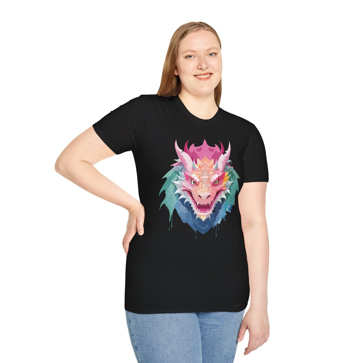 Dragon T Shirt Unisex Softstyle Cotton Tee With Animal Art Design Graphic Print Artwork