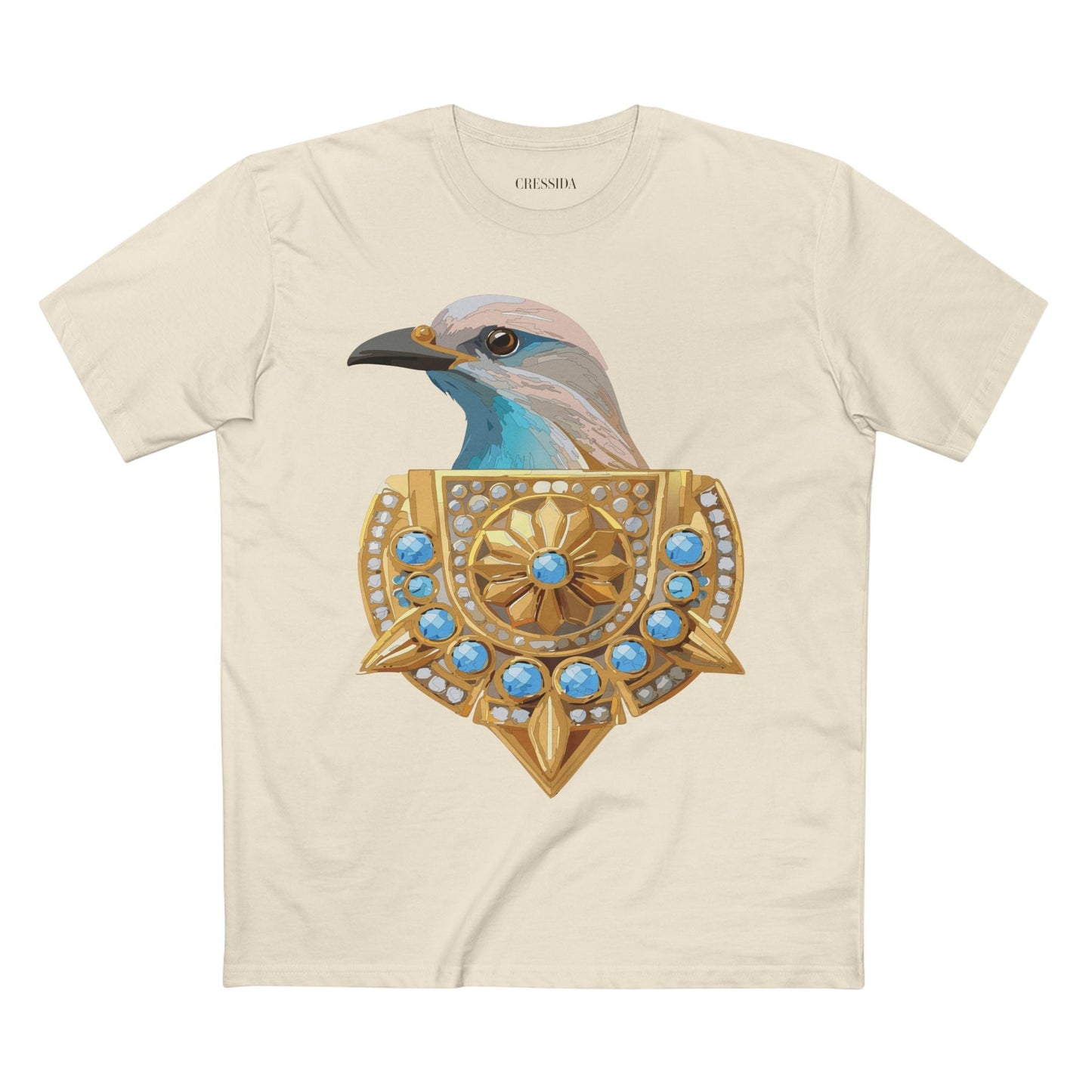 Bird Graphic Unisex 100 Cotton Tee With Unique Animal Golden Medallion Art Design 16