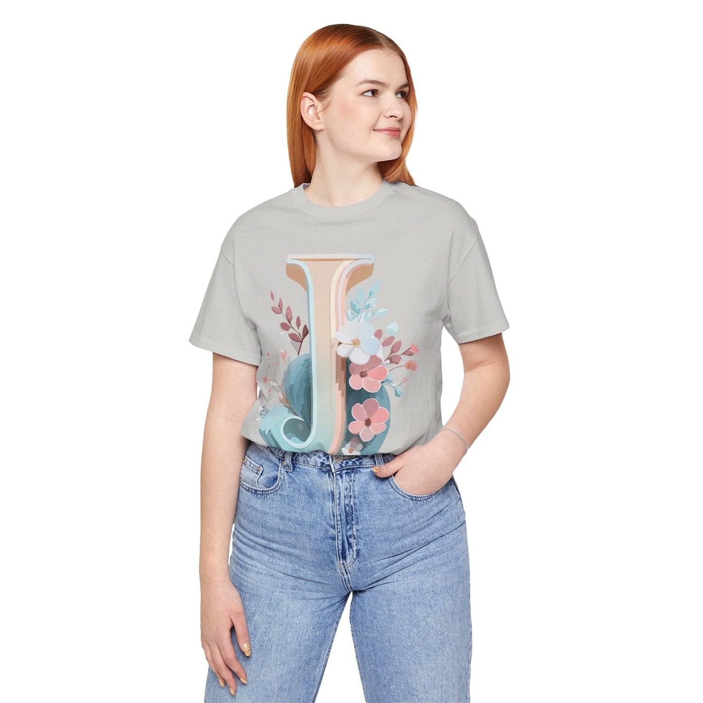 Letter J Shirt Graphic Tee For Unisex Style By Adelpha Vintage Inspired Art Tee Design