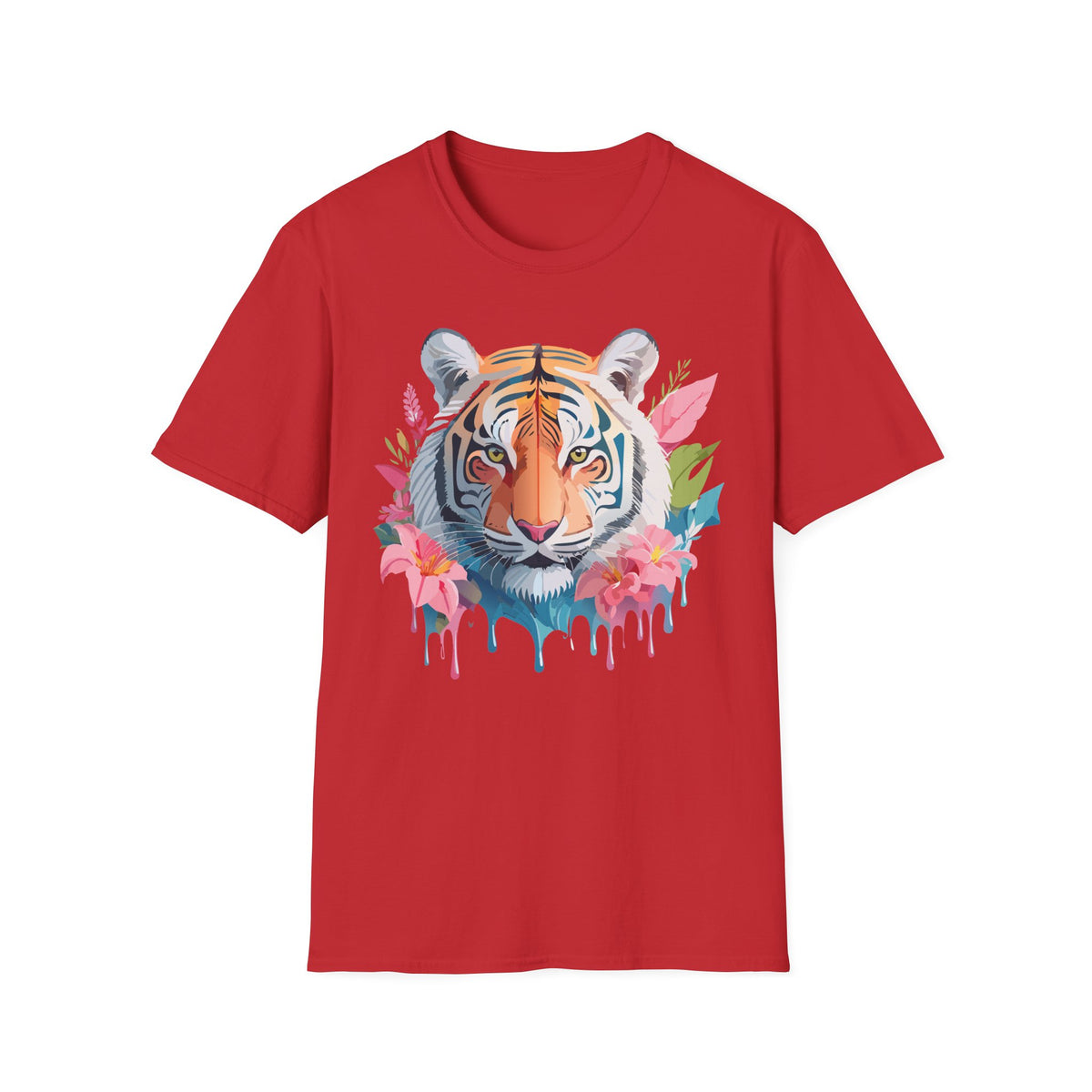 Watercolor Tiger Face T-Shirt | Floral Jungle Animal Tee