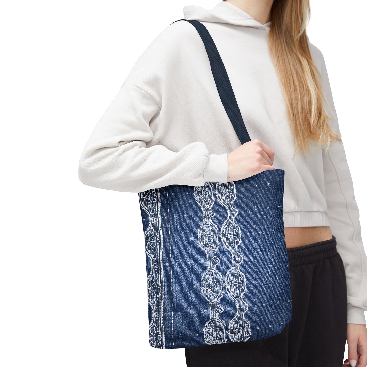Denim Fabric Imitation Print Unisex Canvas Bag Poly Spun 3 Sizes Tote Bag 106