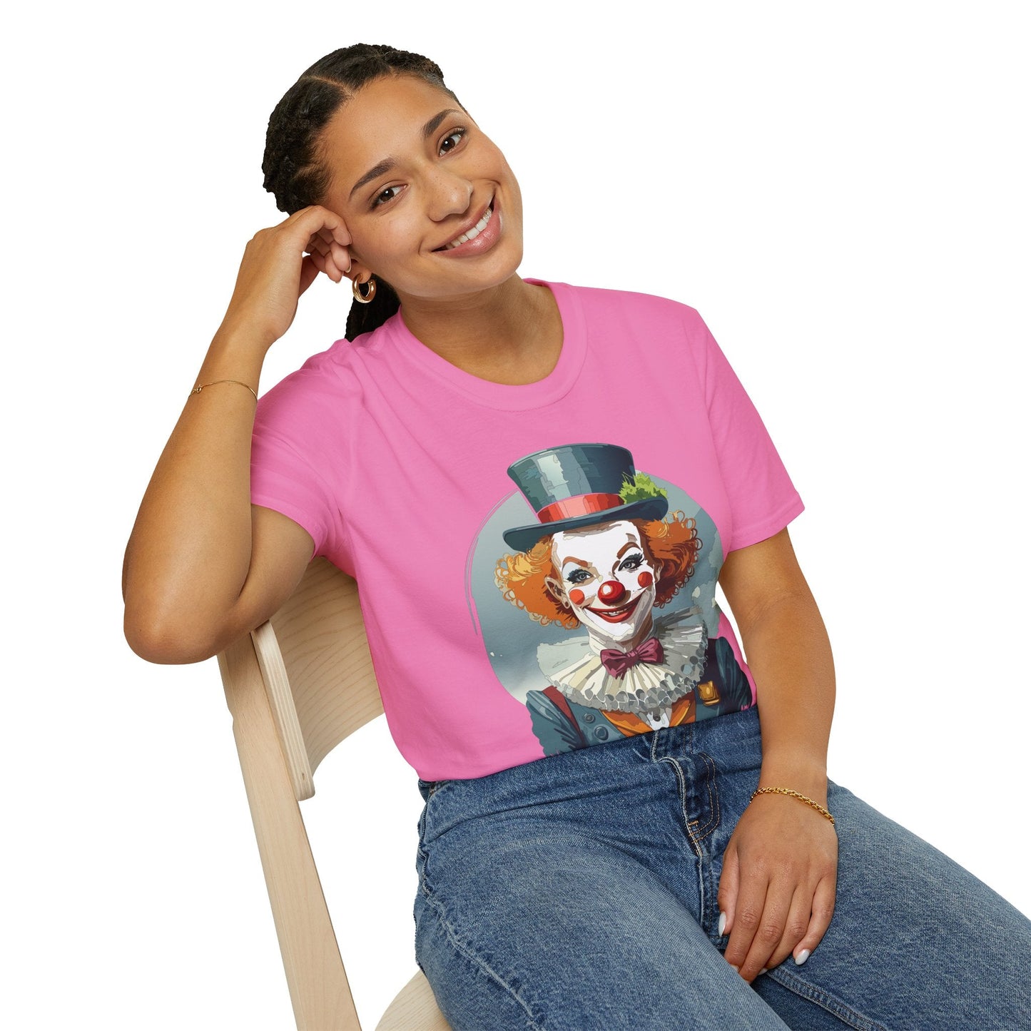Unisex Clown Shirt Funny Man Circus Design Hundred Percent Ring Spun Cotton Gildan Softstyle Tee