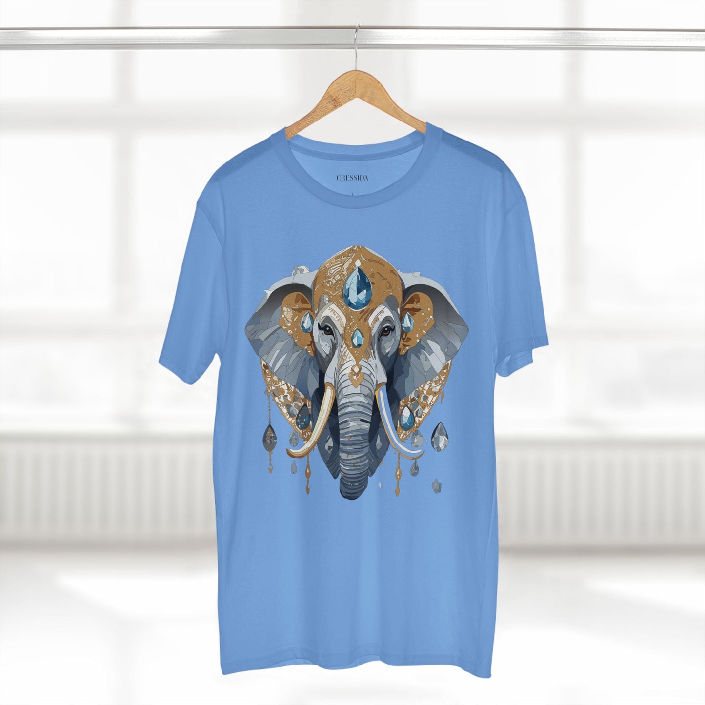 Elephant Graphic Unisex 100 Cotton Tee With Unique Animal Golden Medallion Art Design 36
