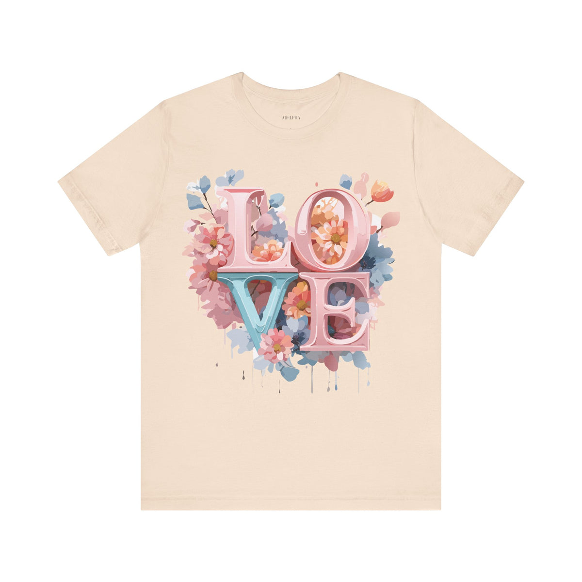 Valentine's Day Graphic Unisex Cotton Bella+Canvas Tee with Floral Art Design d109