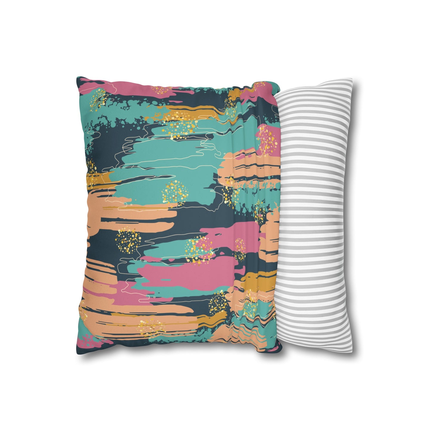 Faux Suede Pillowcase with Abstract print