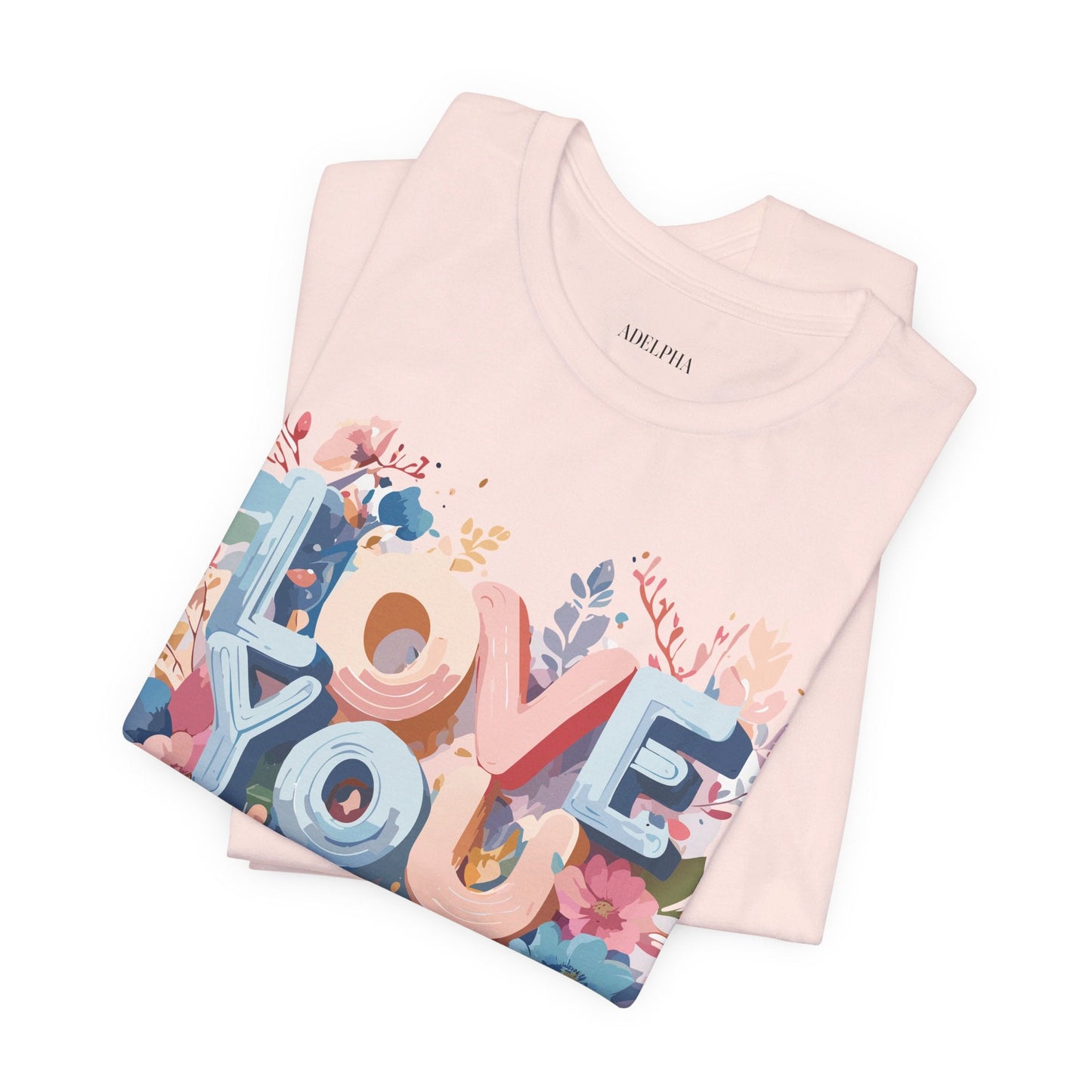 Valentine Day Graphic Unisex 100 Cotton Vintage Artwork with Love and Flower Design Tee 41