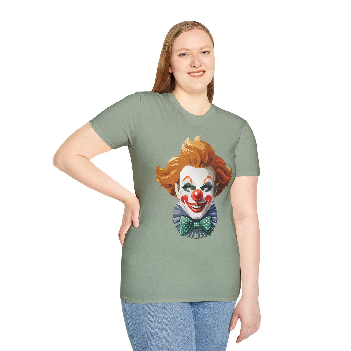 Clown Theme T Shirt Funny Man Circus Scary Man Unisex Gildan Softstyle Graphic Tee Everyday Wear
