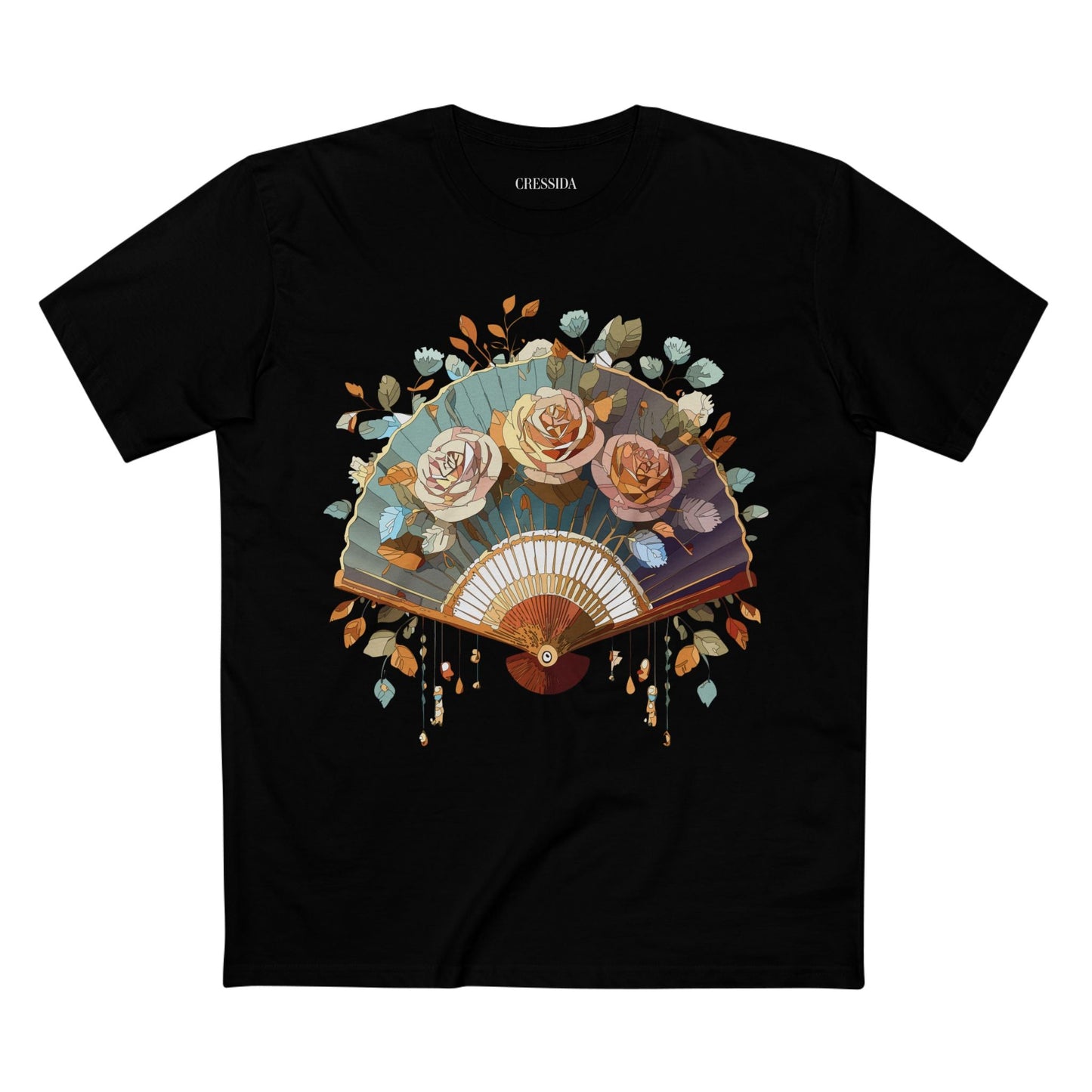 Antique Fan Graphic Design T-Shirt Unisex 100 Cotton Floral Carnival Artwork Tee 5