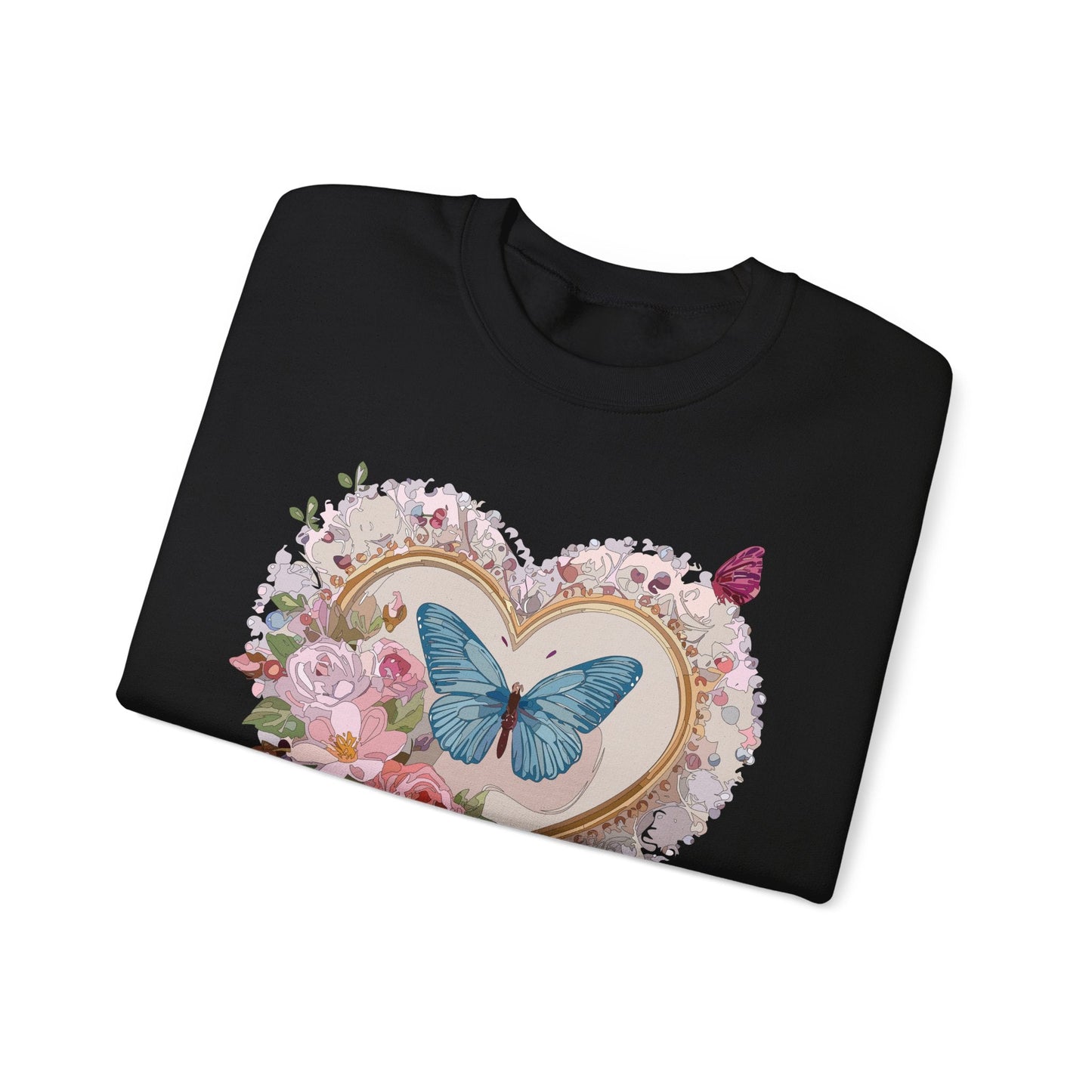 Floral Heart Unisex Crewneck Sweatshirt Valentines Floral Love Gildan 18000 Heavy Blend
