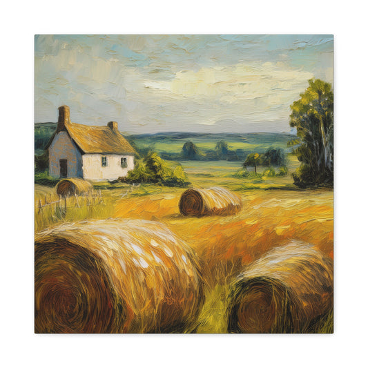 Countryside Print Canvas, Oil Paint Print 20x20, 24x24, 30x30, 32x32, 36x36 Art Design Print Pine-Wood Inner Frame MC-48