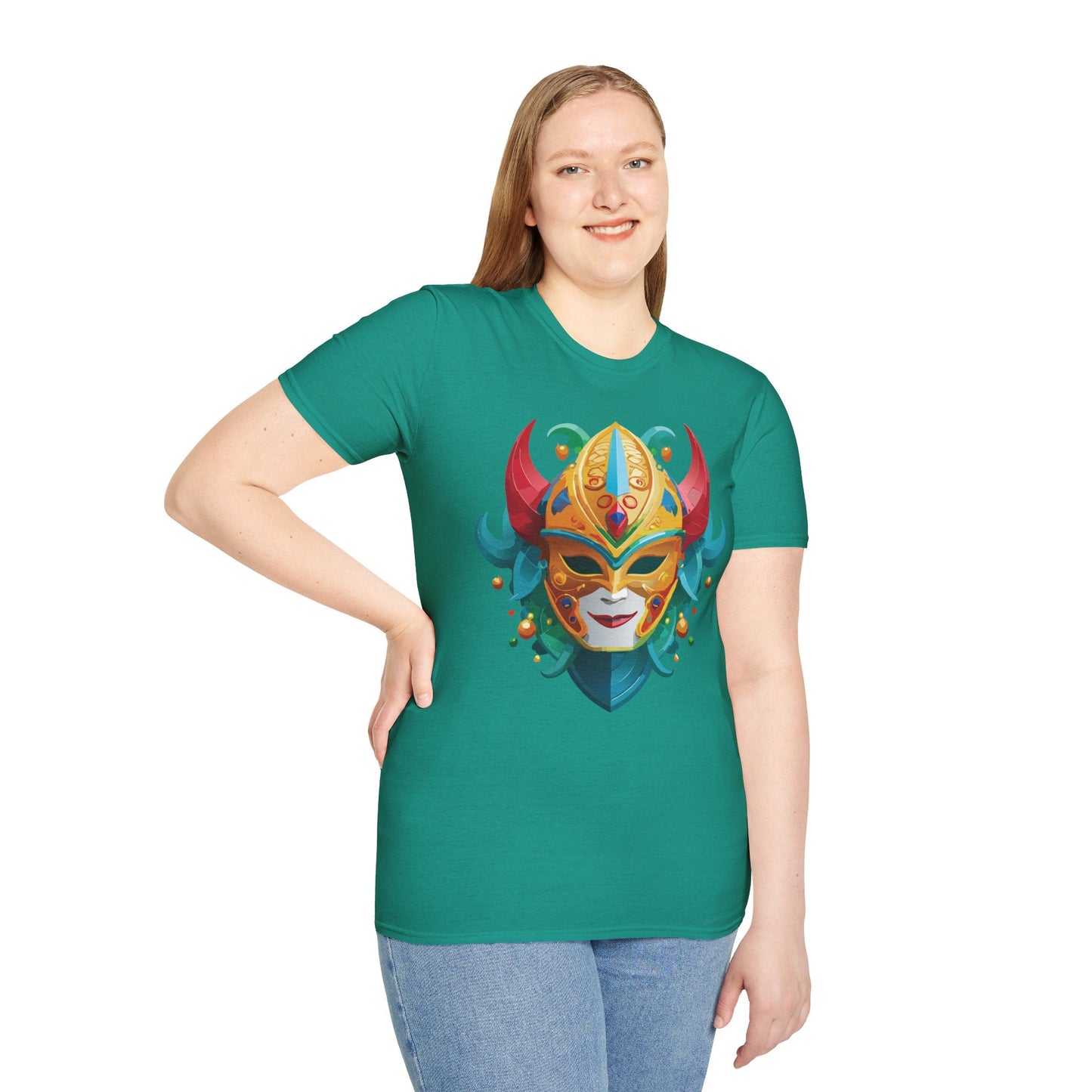 Unisex Mask Tee Shirt Softstyle Gildan 64000 Cotton Tee Masquerade Design Artwork