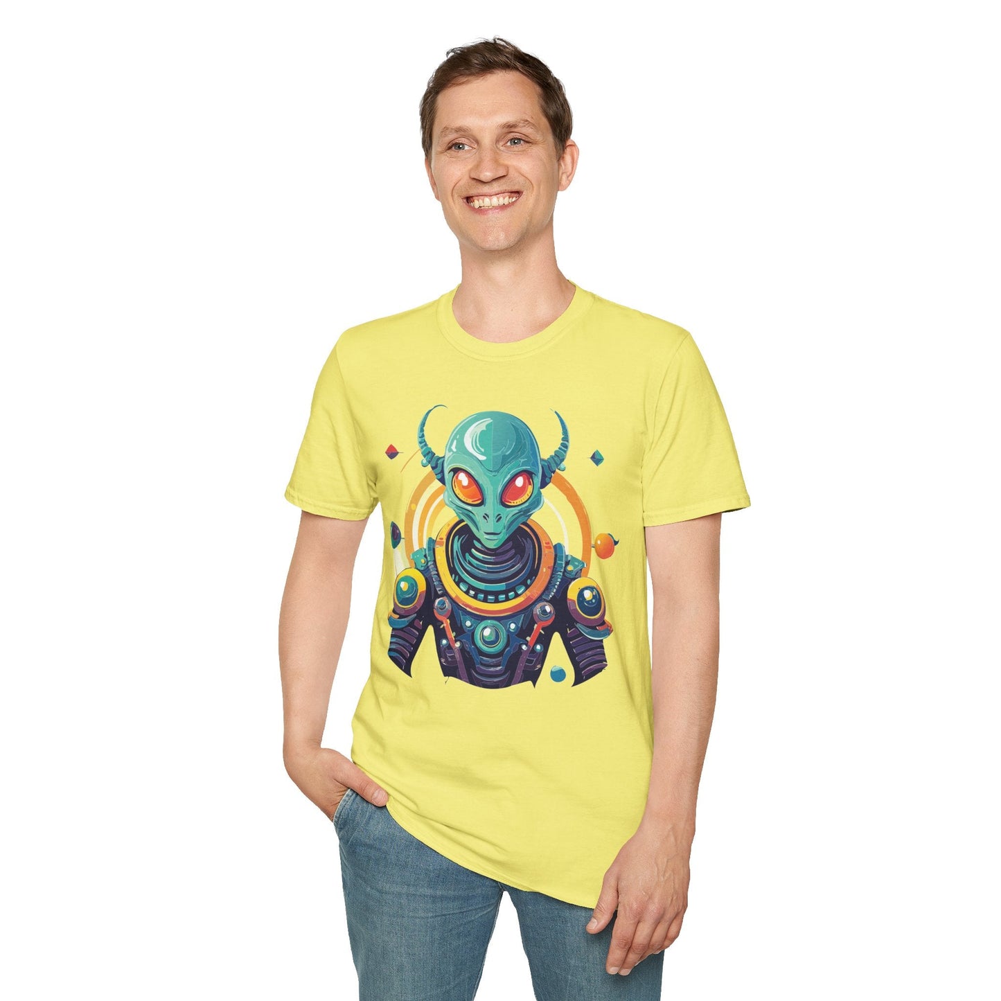 Alien Graphic Unisex Cotton Softstyle UFO Artwork Tee 2