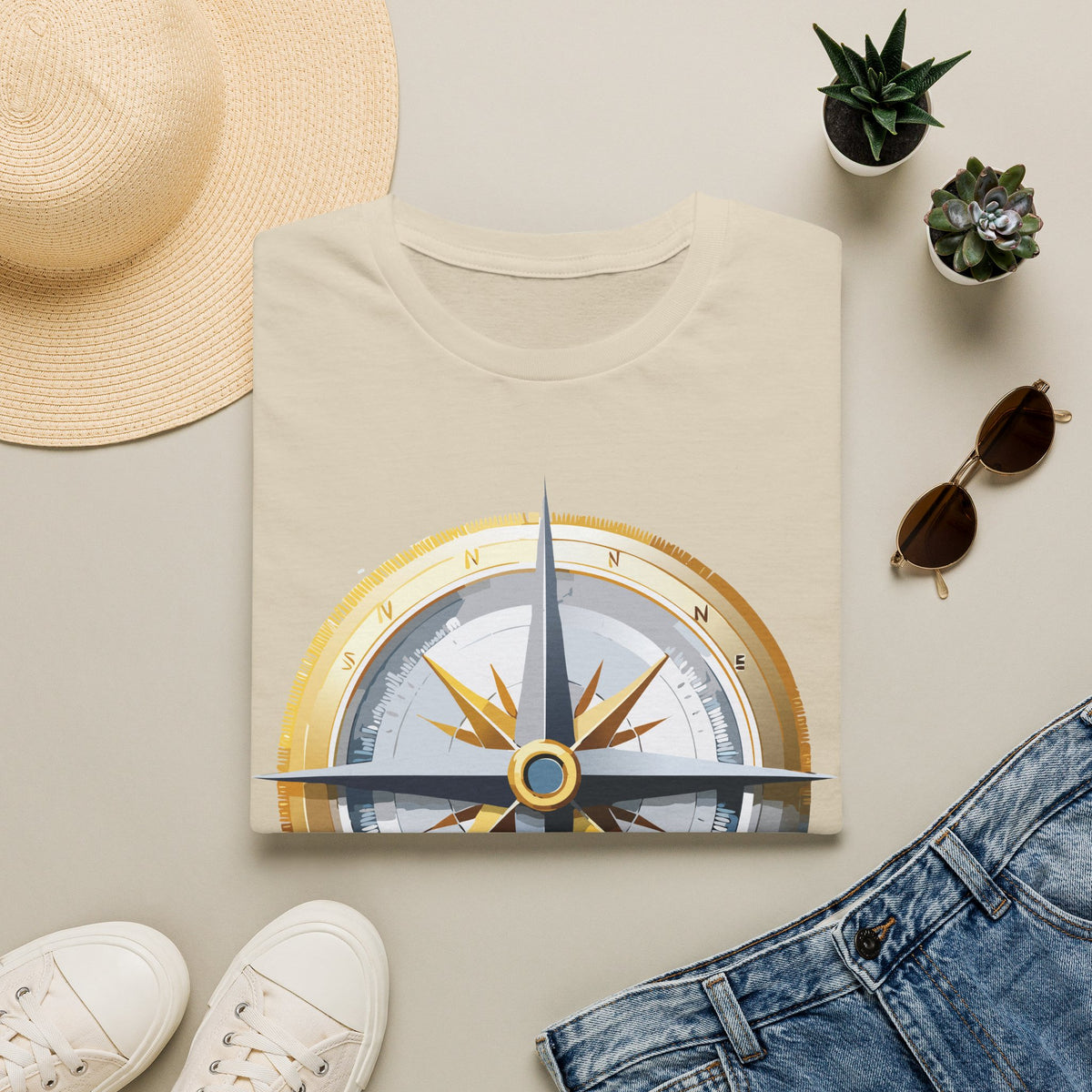 Nautical Compass T-Shirt | Vintage Compass Tee, Explorer Graphic Design Unisex 100 Cotton Gildan T-Shirt