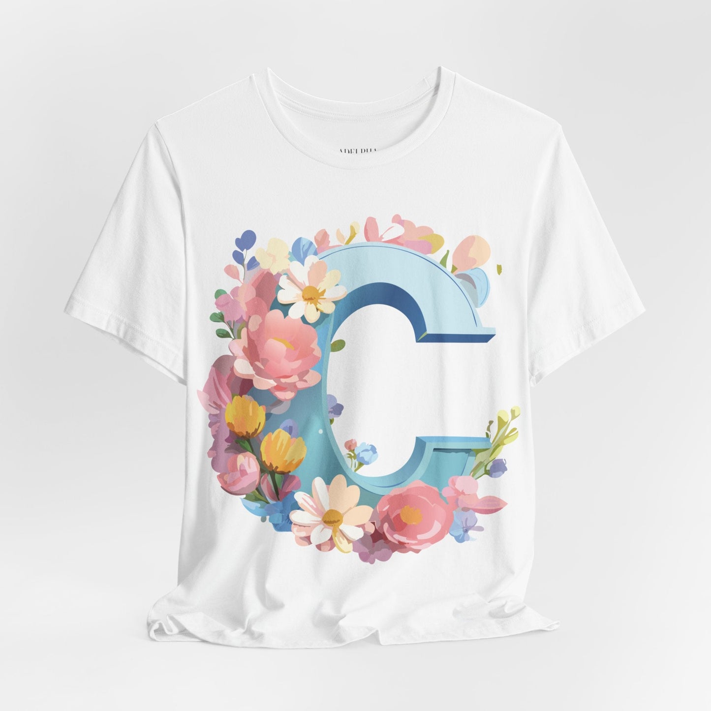 Letter C Shirt Graphic Tee Unisex Short Sleeve Vintage Art Adelpha Premium Quality