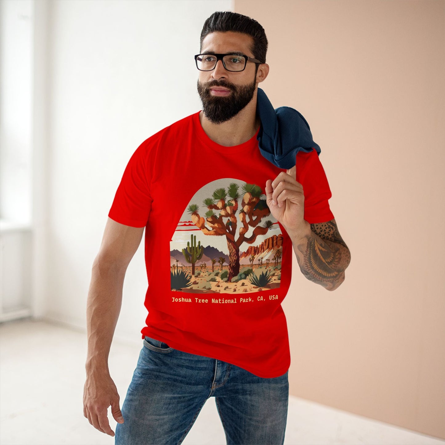 Joshua Tree Travel Shirt Unisex Premium Cotton Tee With Original Art Design Retro2Nova