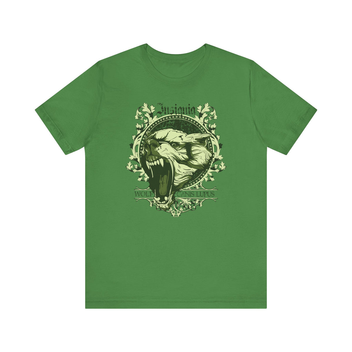 Howling Wolf Skull Tee Gothic Vintage Crest Green Graphic Unisex Cotton Shirt Art-54