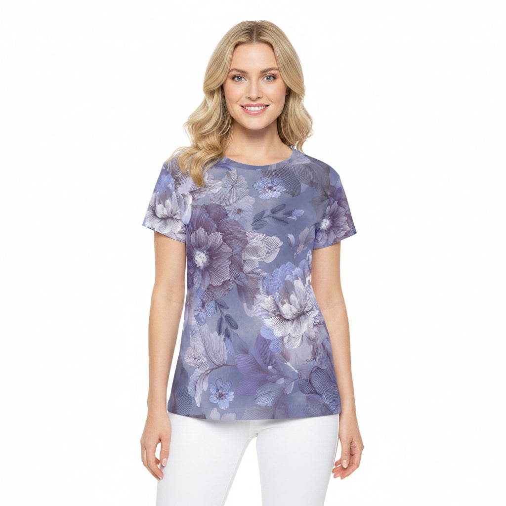 Women Poly Shirt with Floral Print F306-2