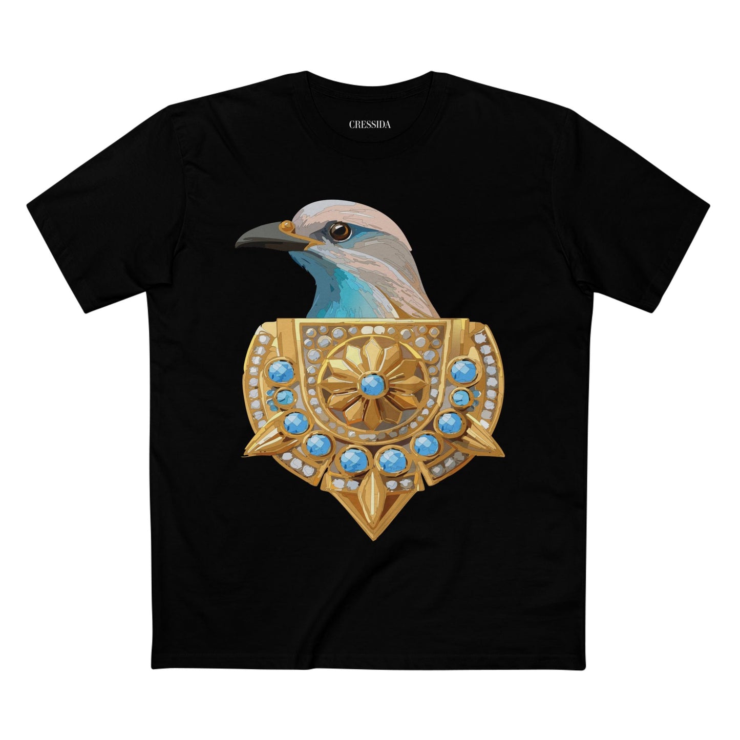 Bird Graphic Unisex 100 Cotton Tee With Unique Animal Golden Medallion Art Design 16