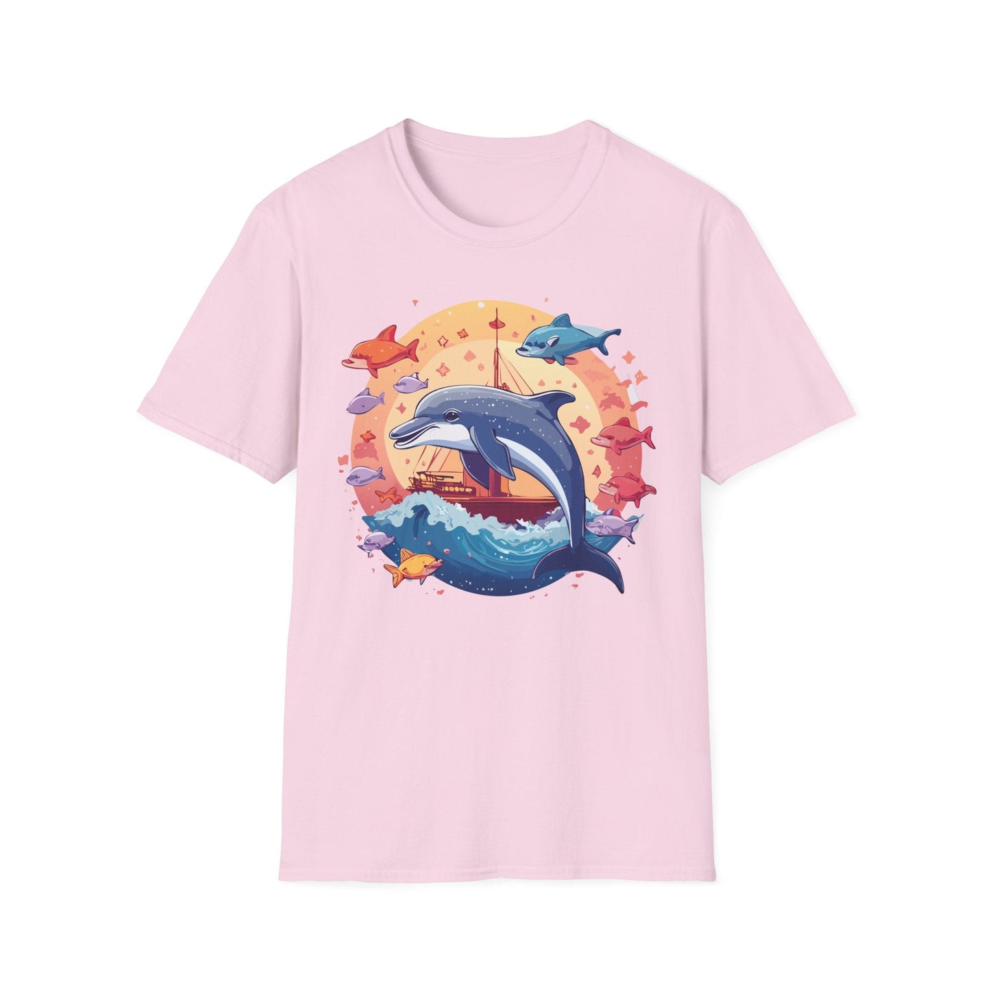 Dolphin Shirt Unisex Softstyle Cotton Tee 100 Percent Ring Spun Lightweight Breathable