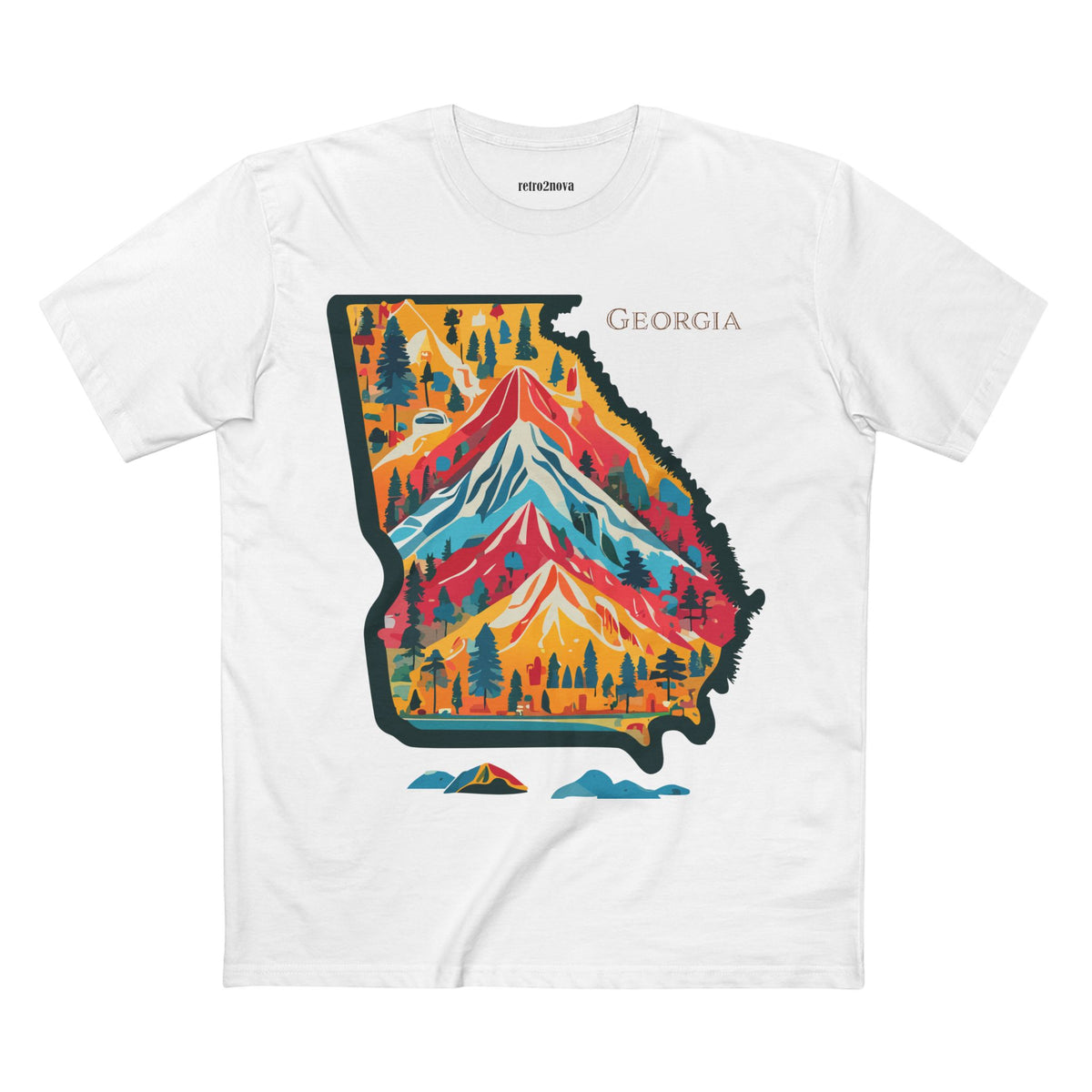 Georgia mountain state map T-Shirt | colorful retro landscape tee