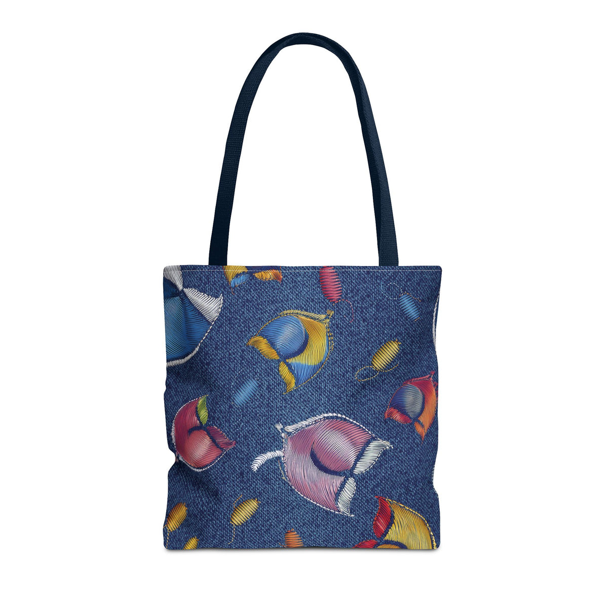 Denim Fabric Imitation Print Unisex Canvas Bag Poly Spun 3 Sizes Tote Bag 193-3