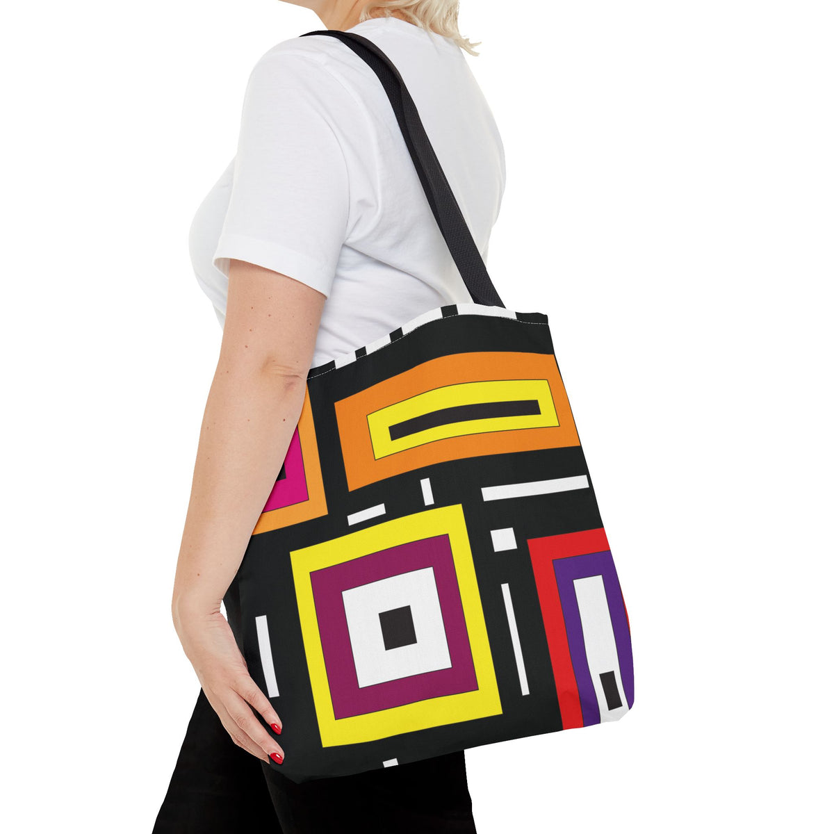 Bolsa de lona con estampados abstractos 