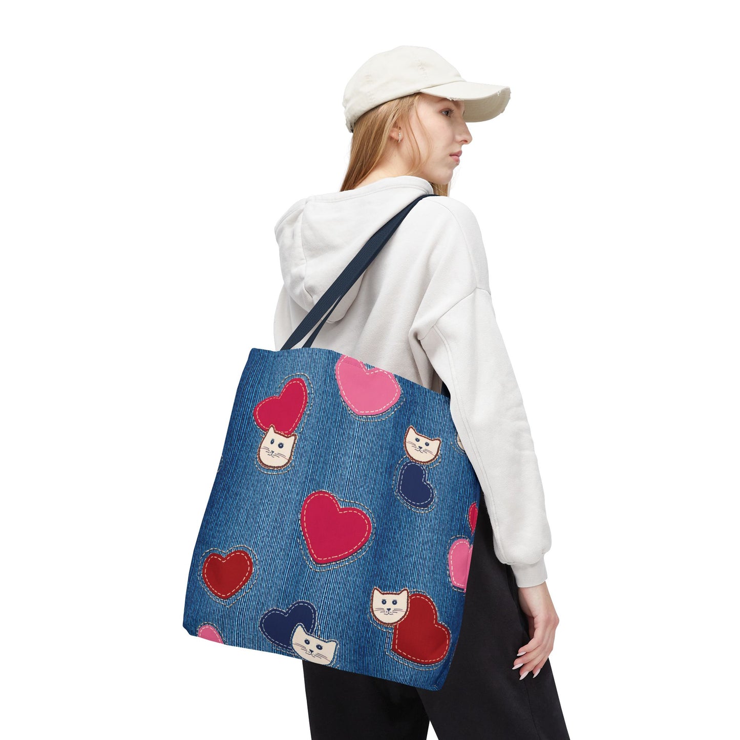 Love Day Graphic Design Denim Fabric Imitation Print Unisex Canvas Bag POLY 3 Sizes Tote Bag 201-17
