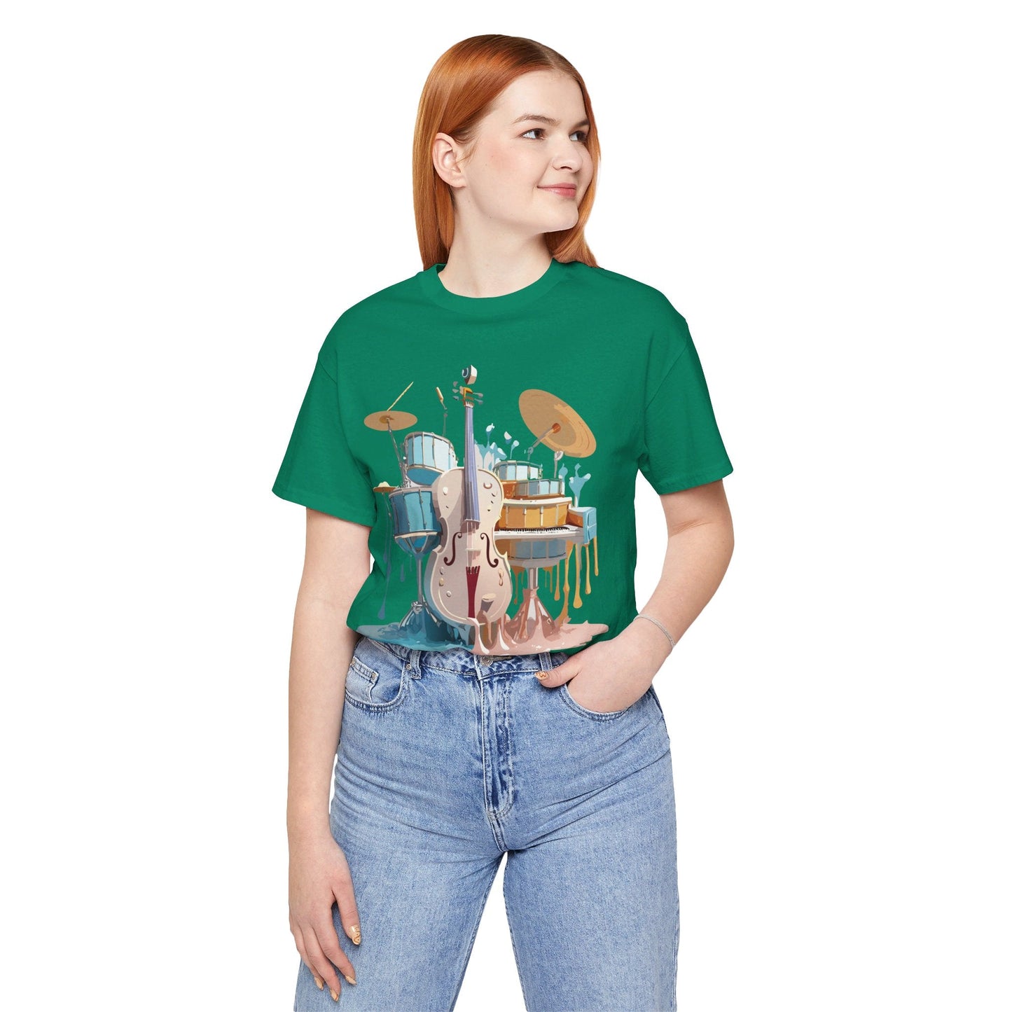 Music Graphic Unisex 100 Cotton Vintage Art with Musical Elements Tee 84