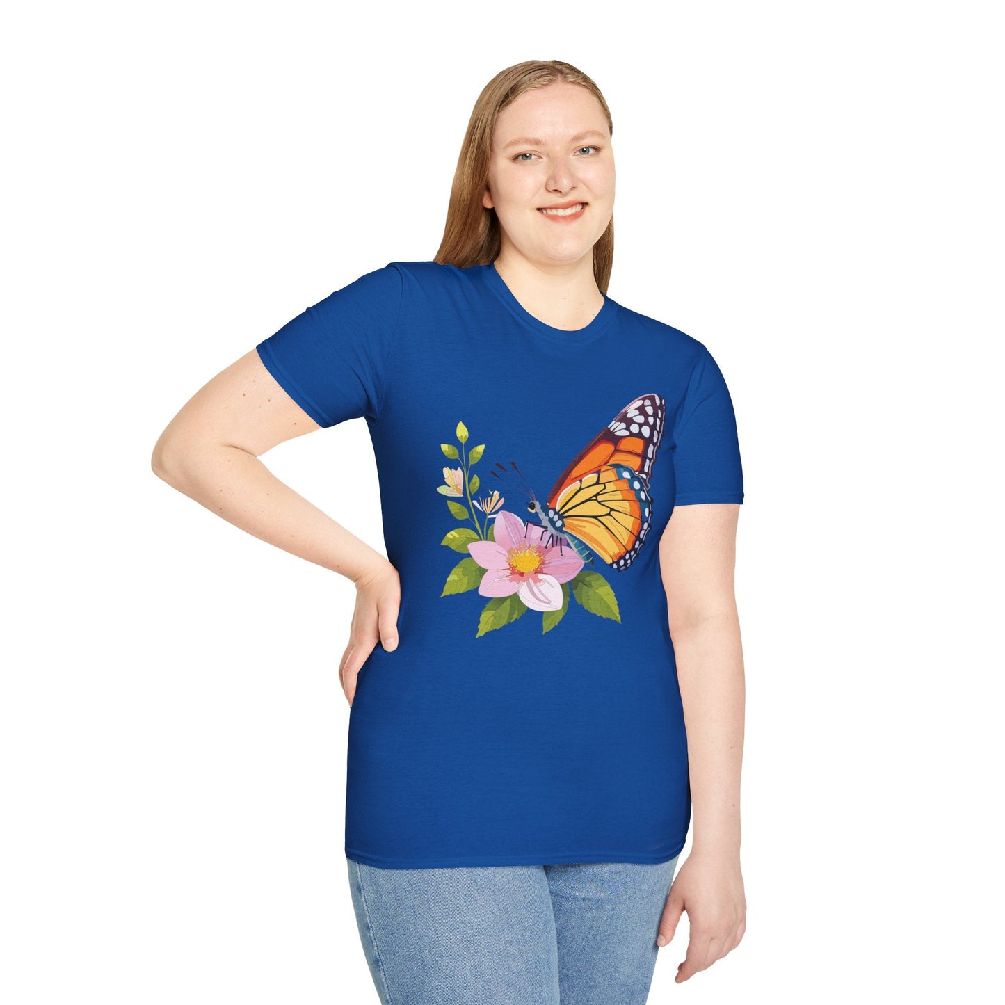 Butterfly T Shirt for Women and Men Monarch Print Softstyle Unisex Gildan 64000 Tee