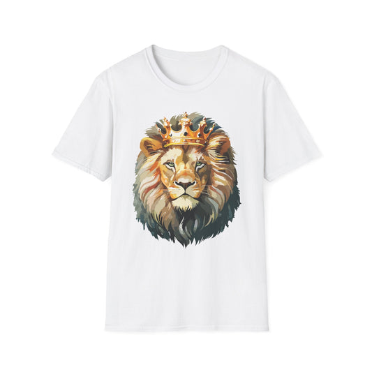 Unisex Lion Print T Shirt Softstyle 64000 One Hundred Percent Ring Spun Cotton