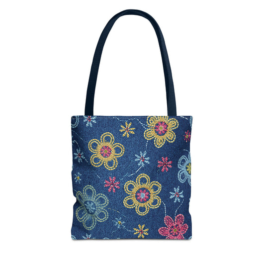 Denim Fabric Imitation Print Unisex Canvas Bag Poly Spun 3 Sizes Tote Bag 156