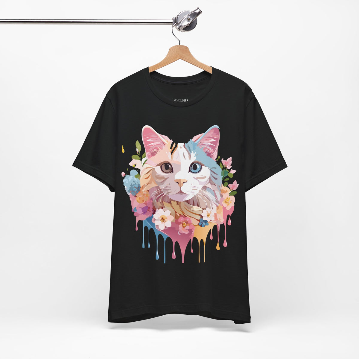 Cat Graphic Unisex Cotton Bella+Canvas Tee with Art Animal Design e111