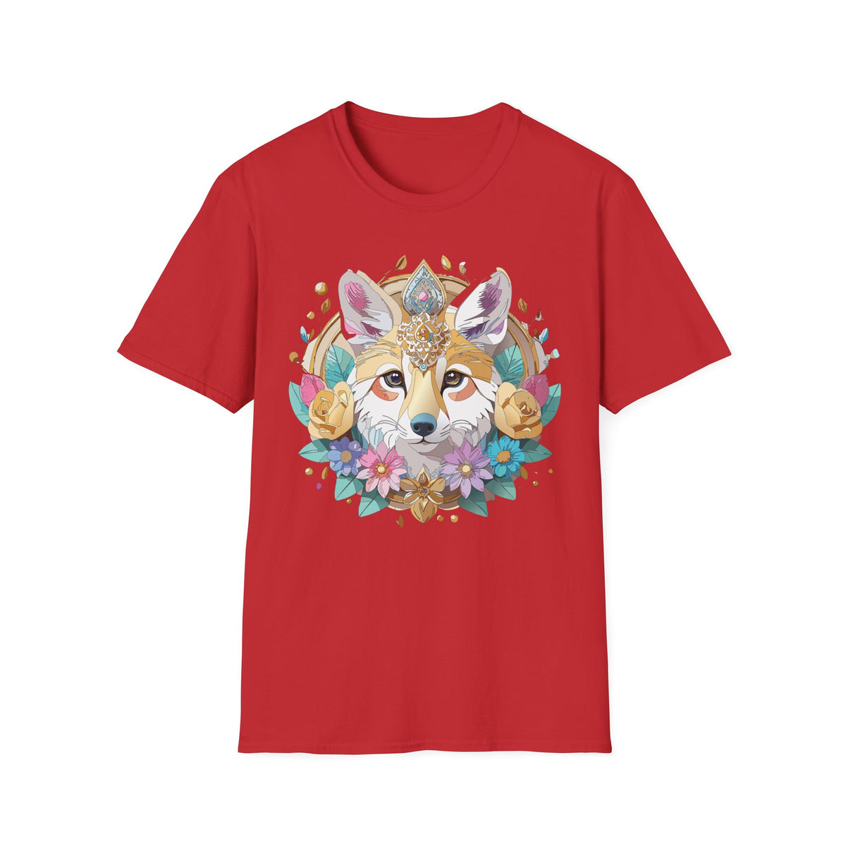 Boho Fox Face T-Shirt | Floral Mandala Fox Tee