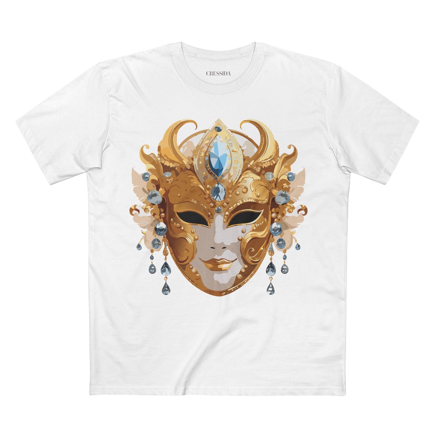 Carnival Mask Graphic T-Shirt Unisex 100 Cotton With Antique Gold Art Design Tee 22