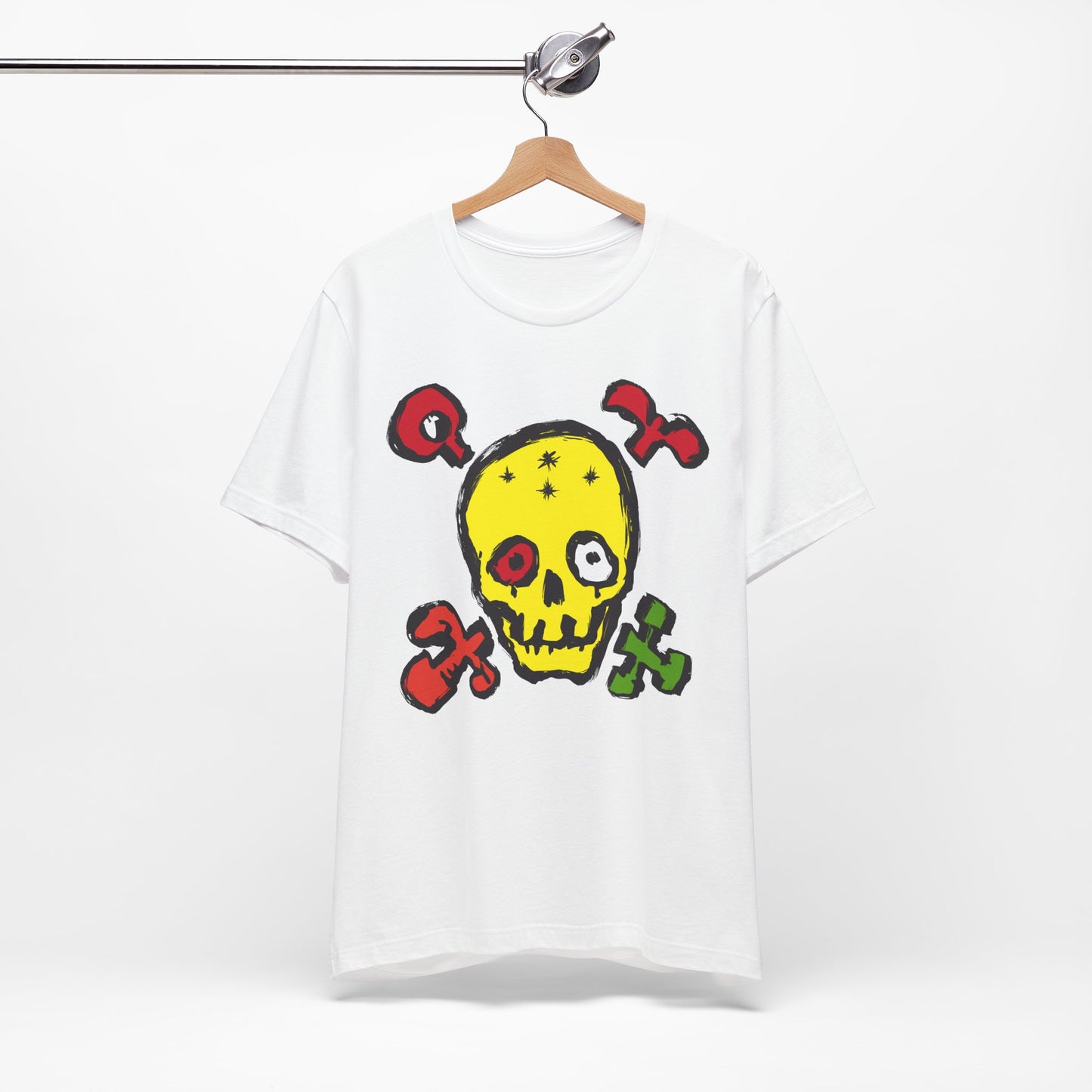 Yellow Skull Graphic Design Tee, Skull Shirt, Vintage Tees, Art Design T-Shirt, Vintage Graphic Tee, Art Shirts with Skulls