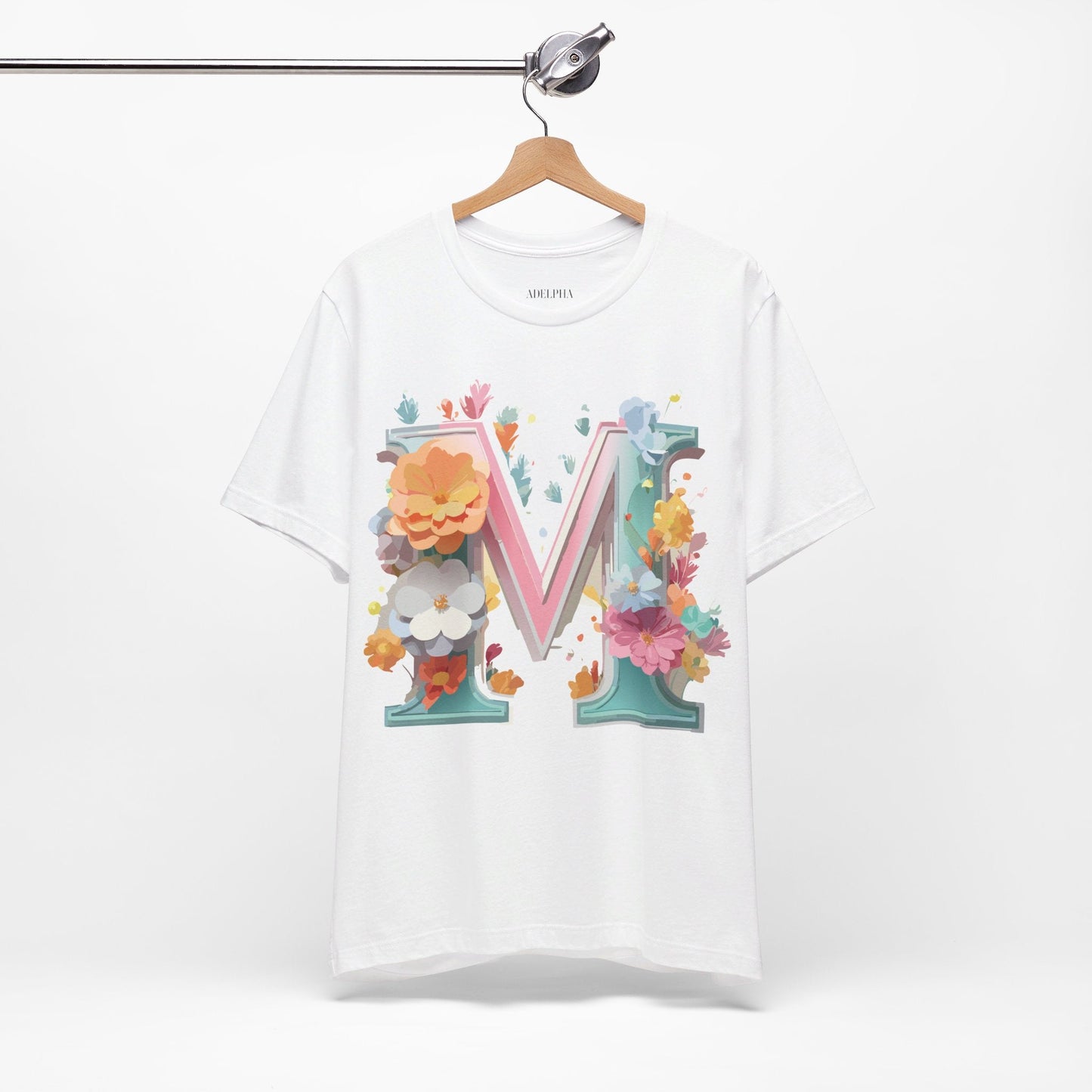 Letter M Graphic Tee Unisex Short Sleeve Shirt By Adelpha Vintage Artwork Design