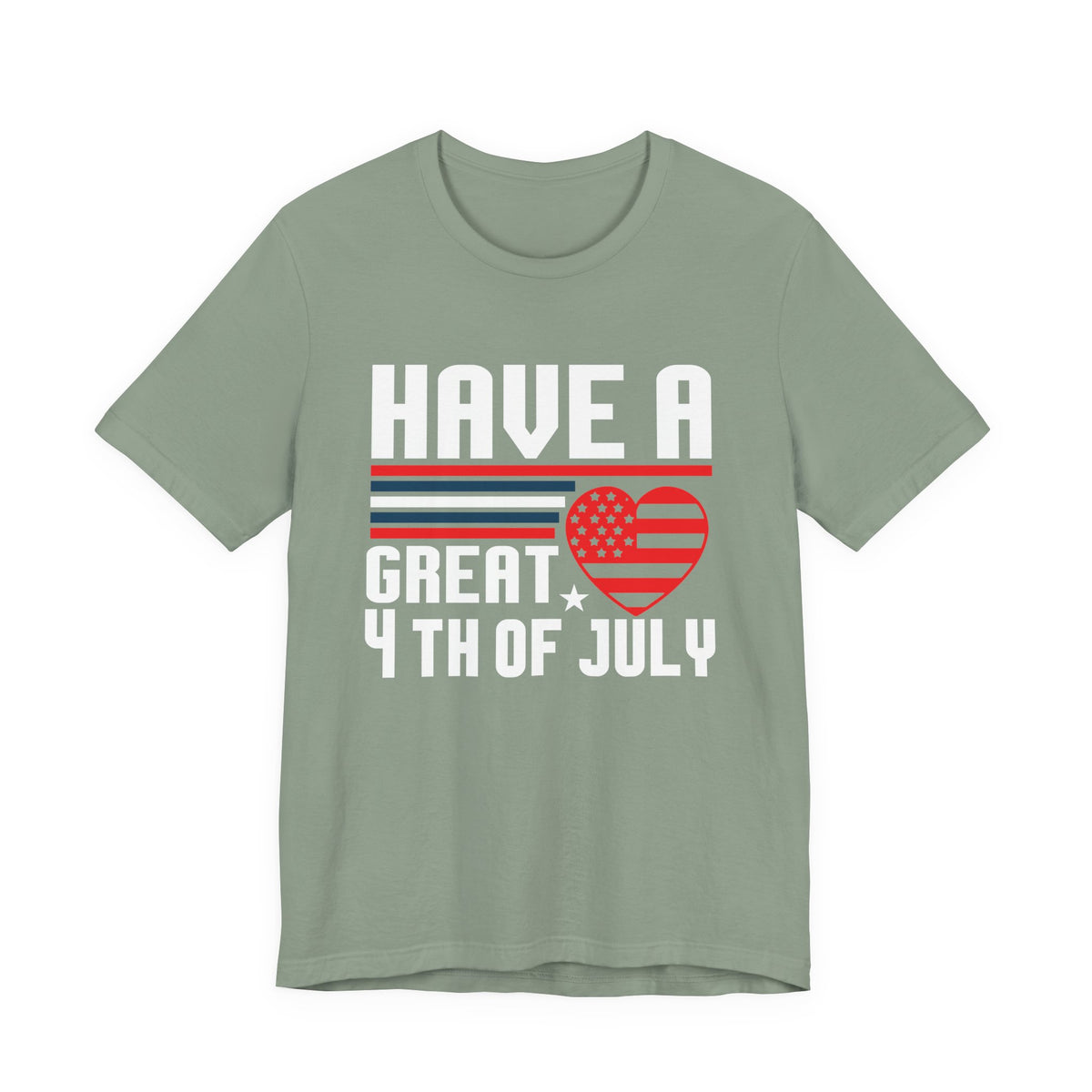 4th of July Tee American Flag Heart Patriotic Independence Day Unisex Cotton Shirt 020