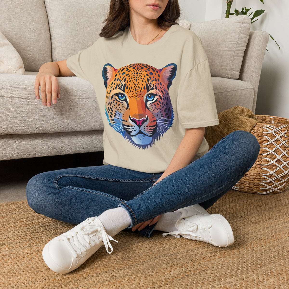 Colorful Leopard Face T-Shirt | Vibrant Wildlife Animal Tee