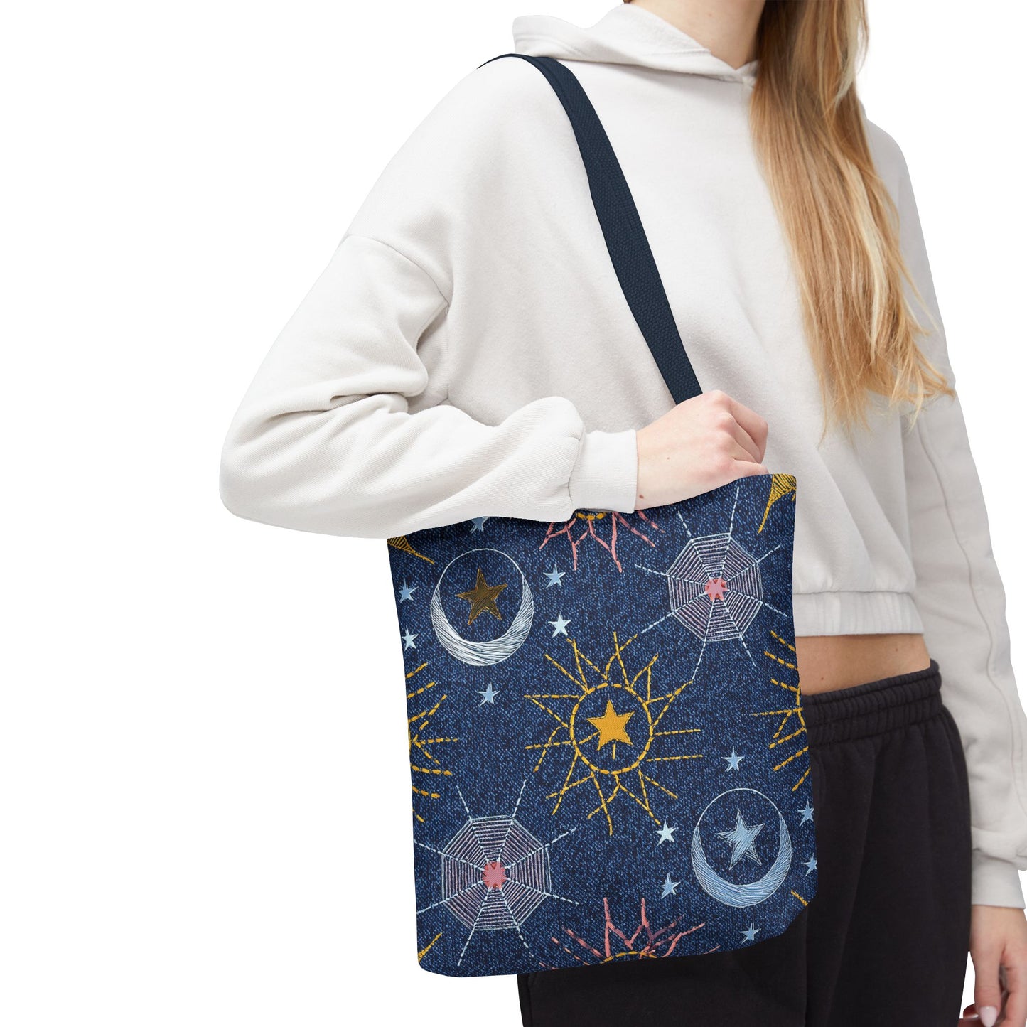 Denim Fabric Imitation Print Unisex Canvas Bag Poly Spun 3 Sizes Tote Bag 183-7