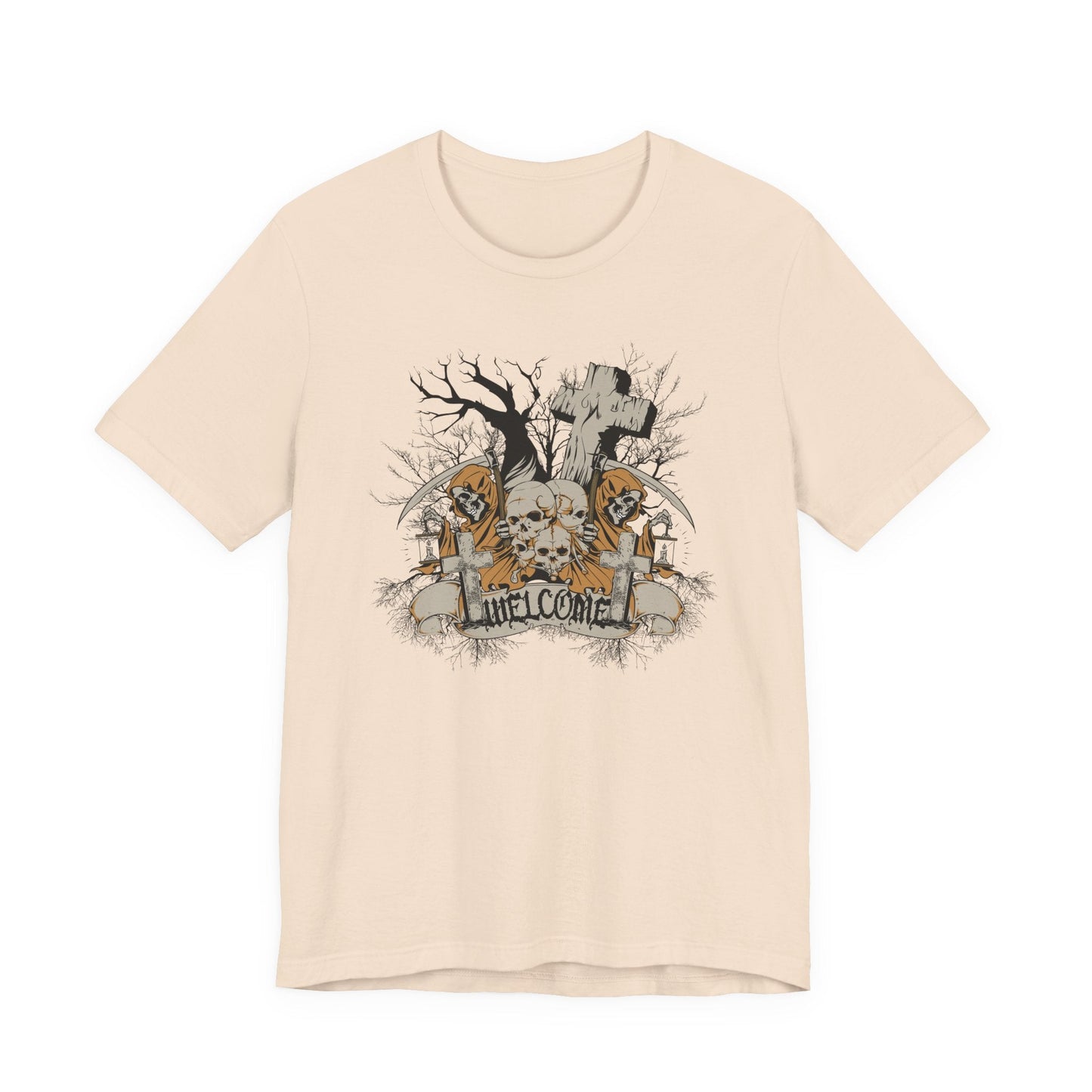 Skull Halloween Graphic Design Unisex Cotton T-Shirt Art-50