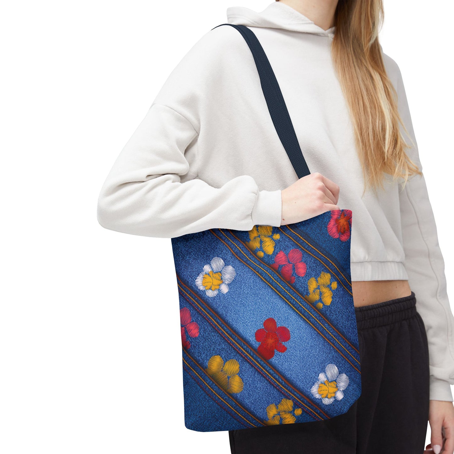 Denim Fabric Imitation Print Unisex Canvas Bag Poly Spun 3 Sizes Tote Bag 135