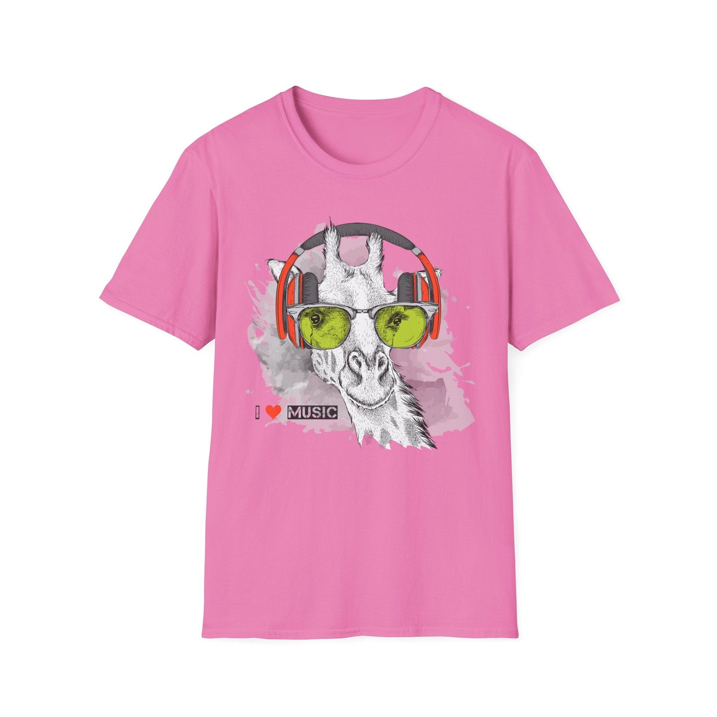 I Love Music Animals Shirt With Headphones Unisex Gildan Softstyle 100 Percent Ring Spun Cotton Tee