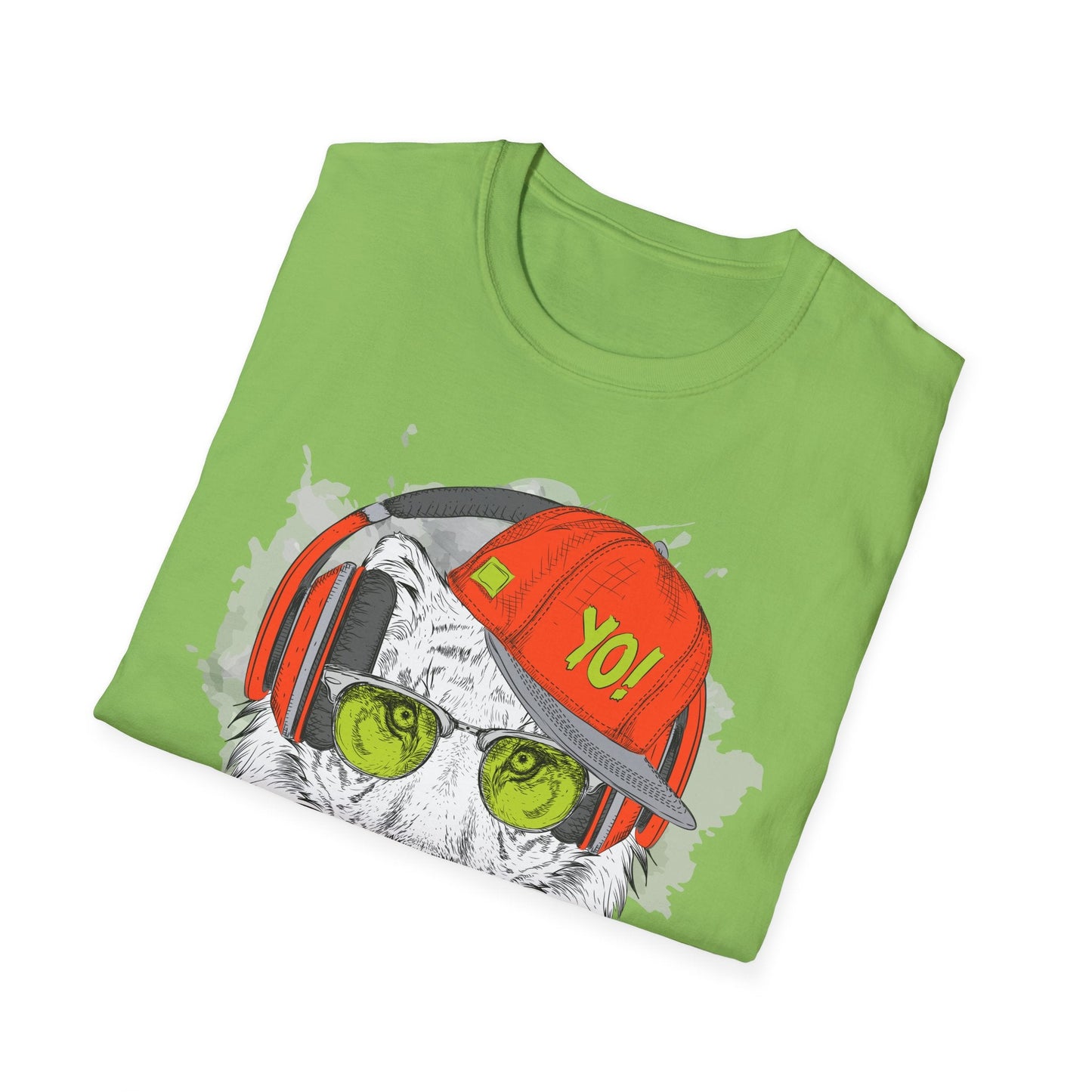 I Love Music Animals Shirt With Headphones Unisex Tee Gildan Softstyle 64000 Premium Comfort