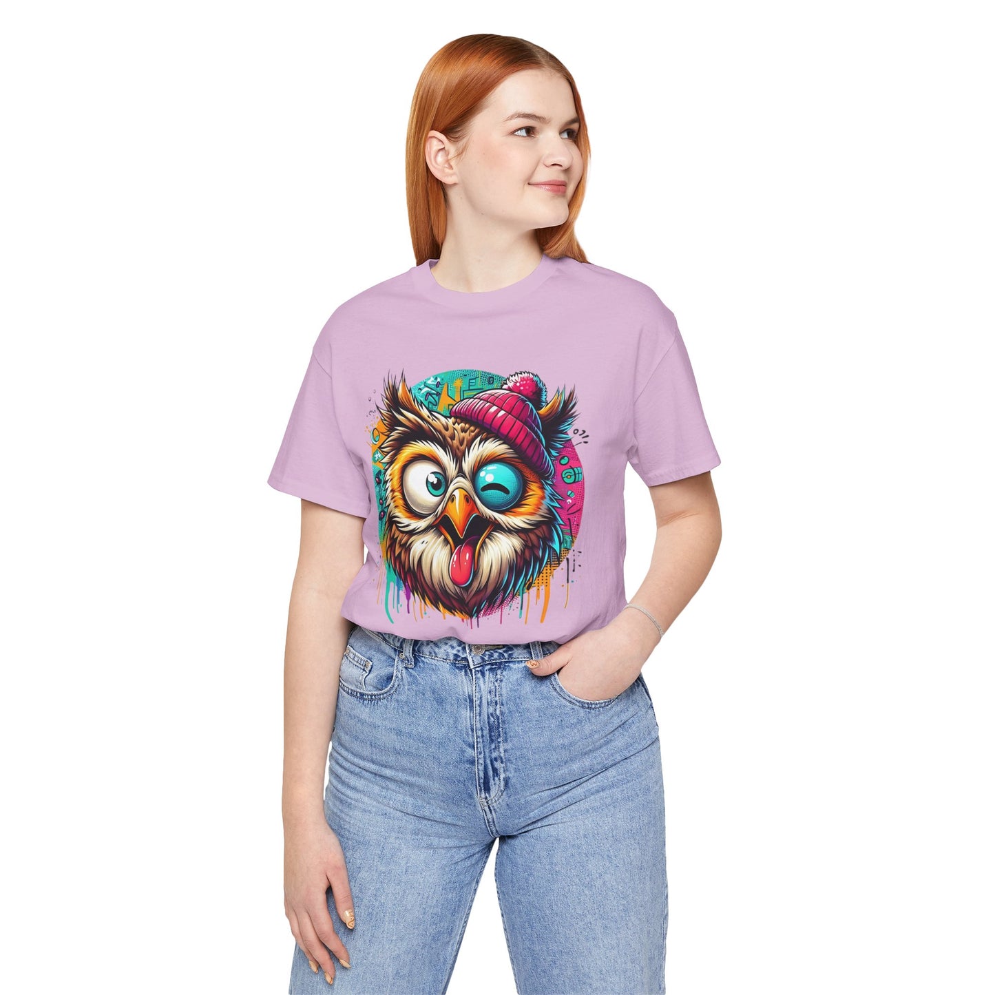 Colorful Owl Graphic Tee, Fun Owl Shirt, Funny Bird Shirt, Cute Cartoon Tees, Animal T-Shirt, Animal Tees, Art Design T-Shirt
