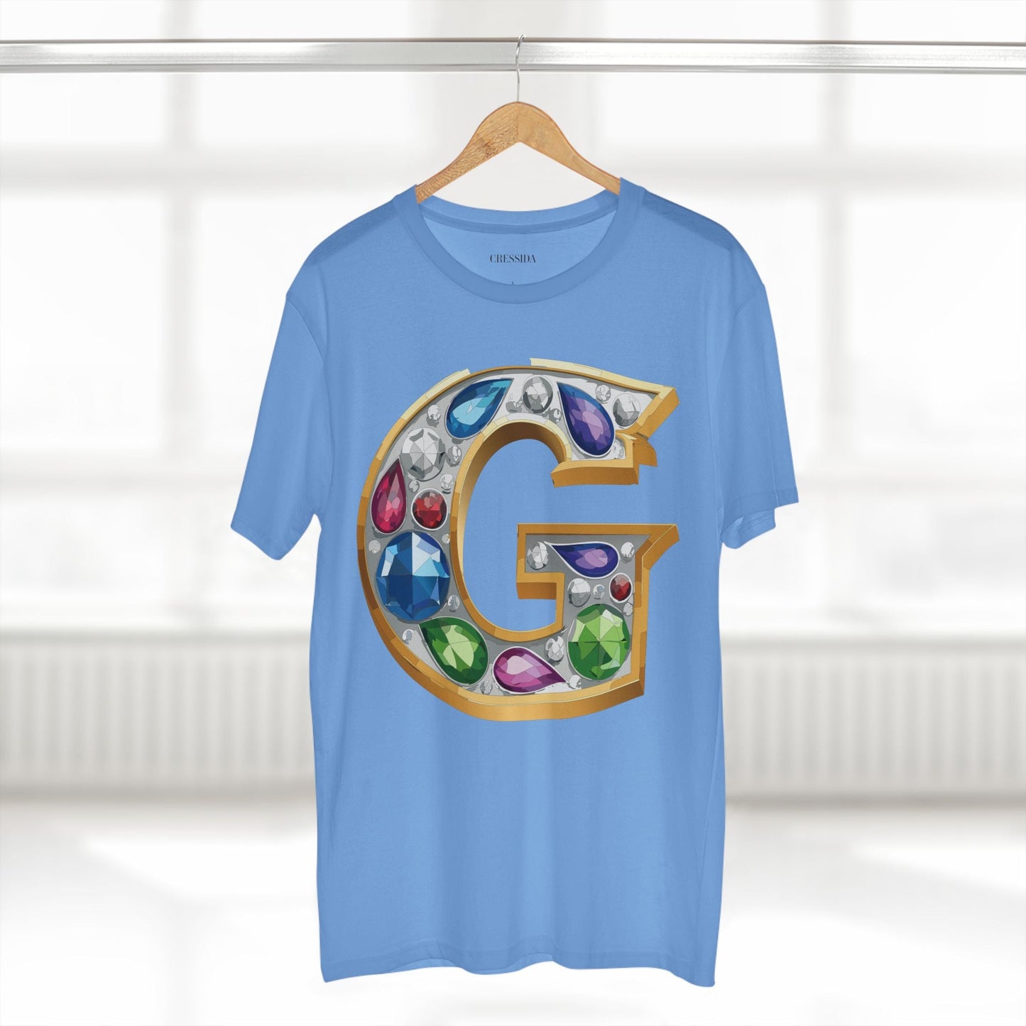 Letter G Graphic Design Tee Unisex 100 Cotton With Antique Gold Letters Artwork T-Shirt