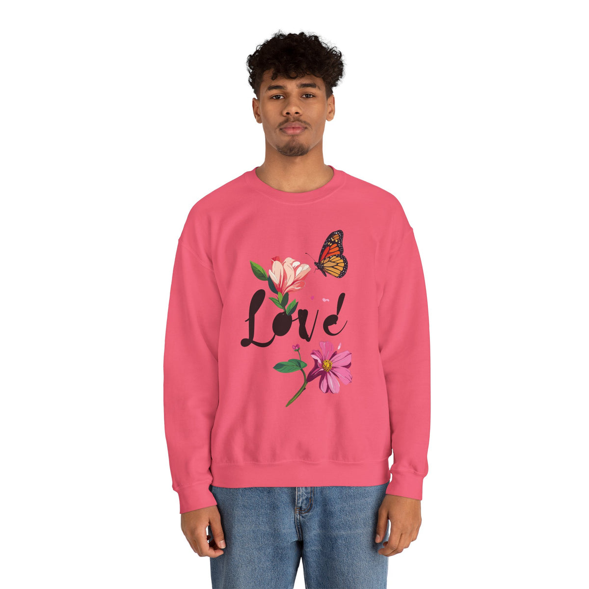 Floral Love Sweatshirt, Floral Butterfly Sweatshirt, Love Sweatshirt, Valentine's Day Sweatshirt, Floral Sweatshirt 120