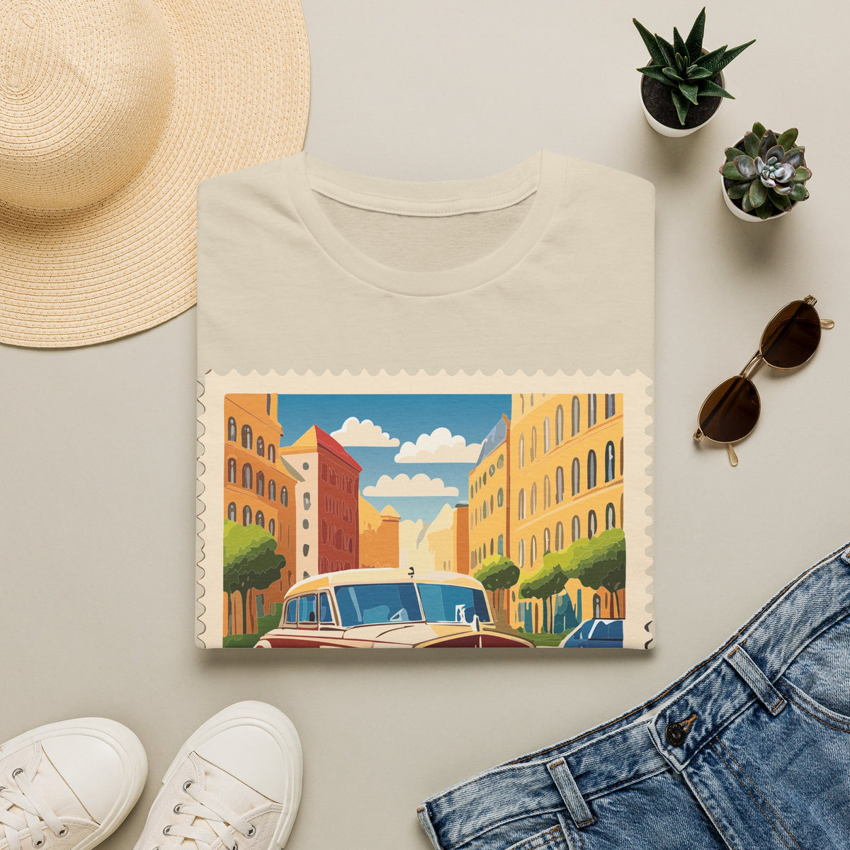 Vintage Convertible Car illustration T-Shirt | Retro City Street