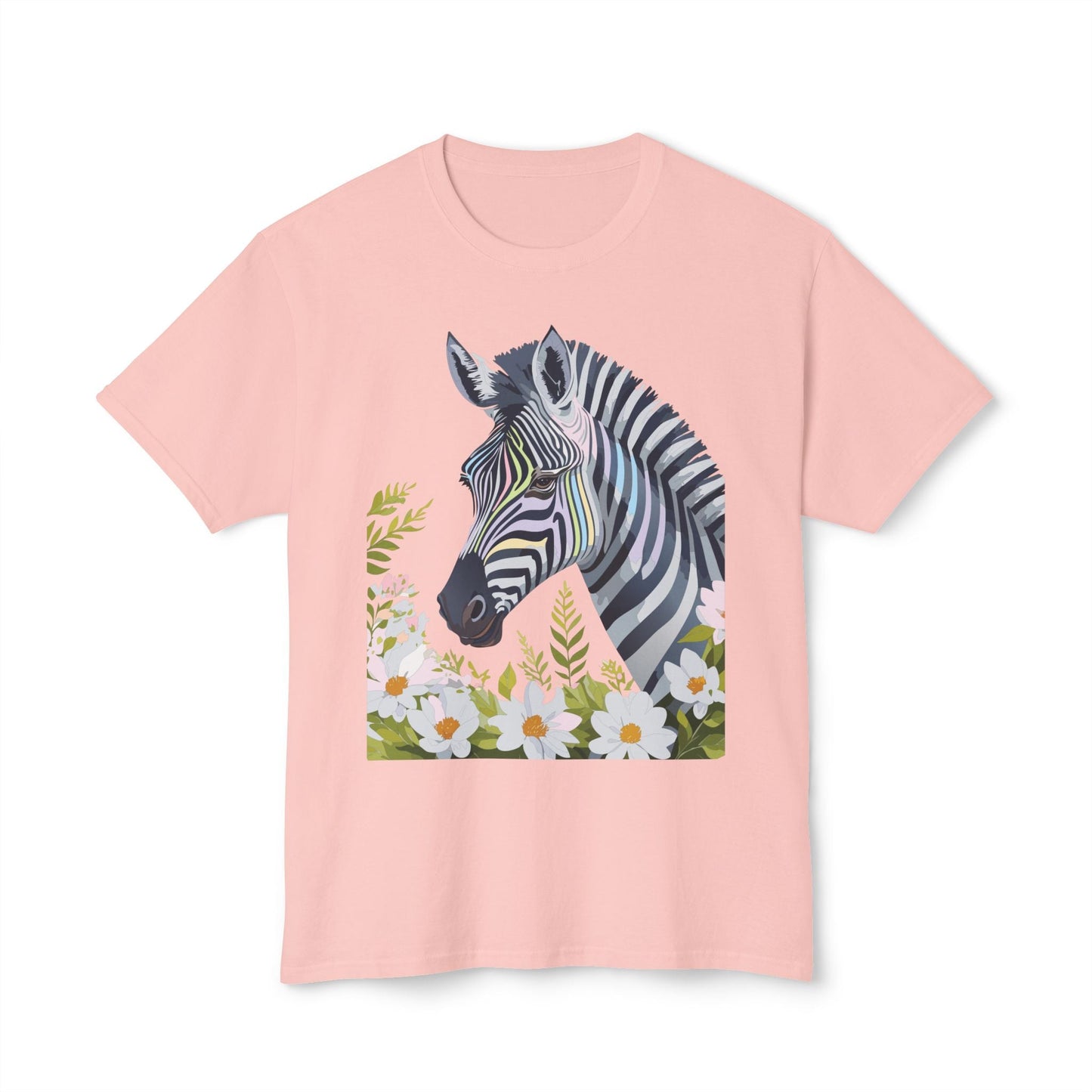 Unisex Zebra Art Design T Shirt With Floral Print HD Cotton Premium USA Made Jersey